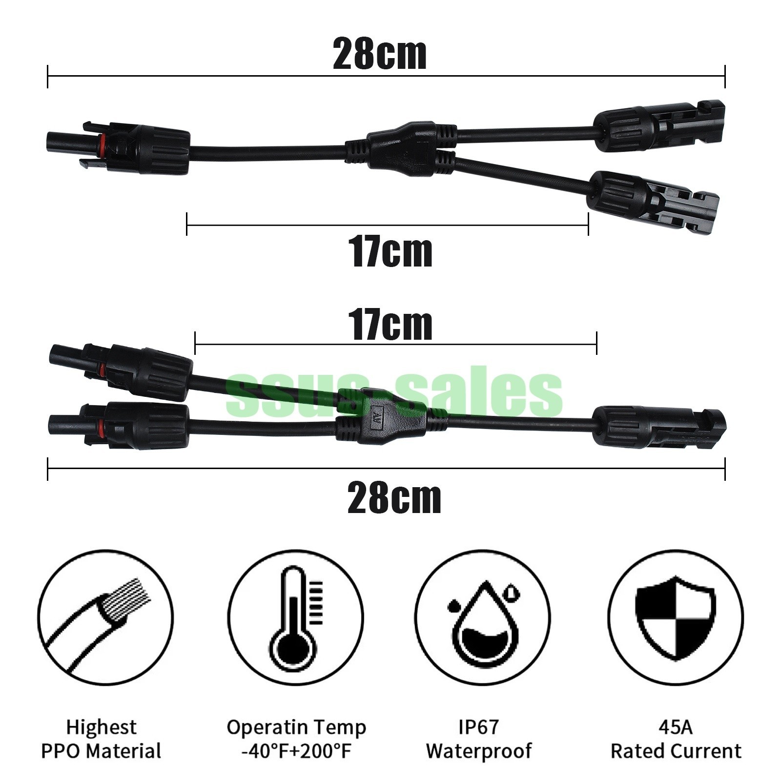 Solar MC-4 Photovoltaic Connector Y-Type Splitter Adapter with Waterproof NEW