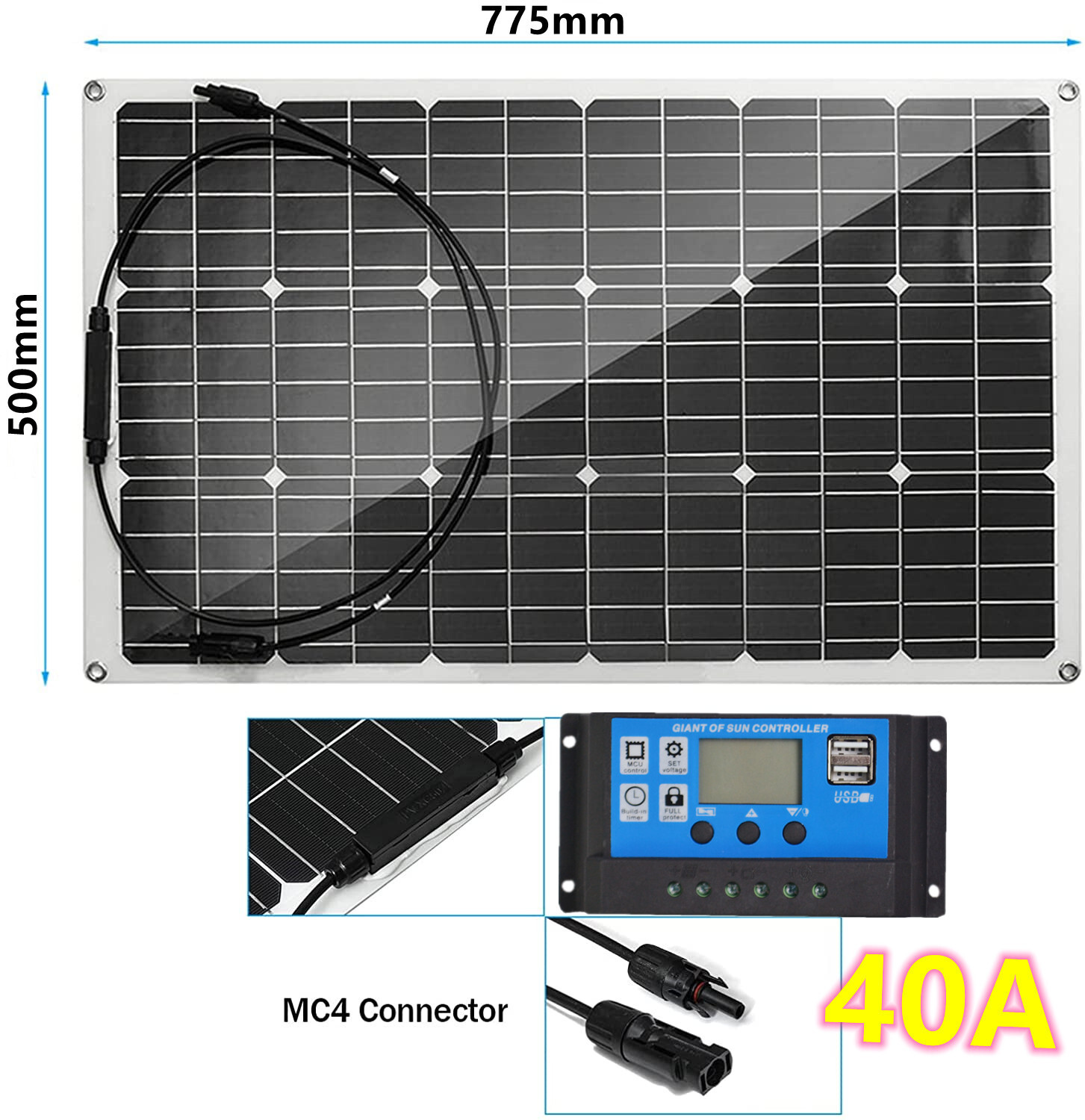 900 Watt Mono Solar Panel Kit 12V RV Camping Marine Home off-grid Battery Charge