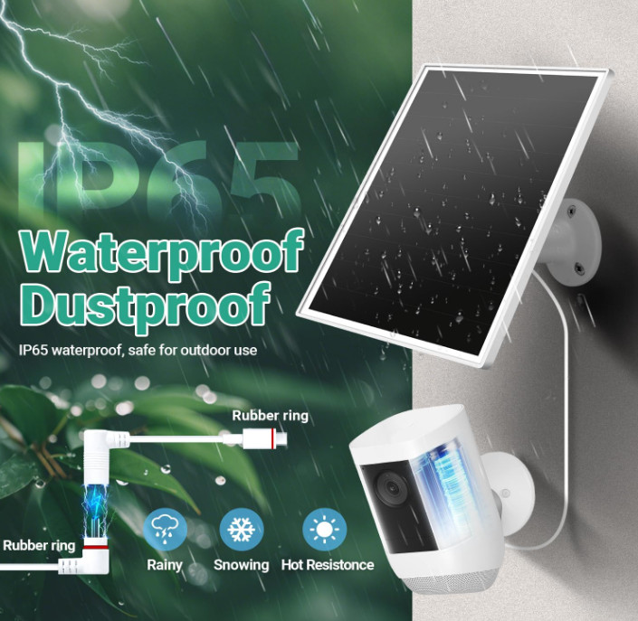 Solar Panel for Ring Camera Outdoor Wireless, Fast Charging 6W, 16ft Cable,White