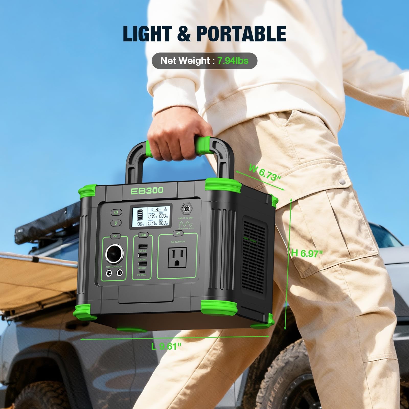 Portable Power Station 330W 288.6Wh Solar Generator with 60W USB-C PD Fast Ch…