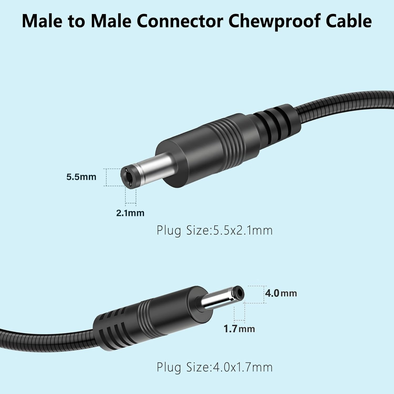 Anti Chew DC Power Cord 5.5×2.1mm to 4.0×1.7mm – Compatible with Tactacam Reveal