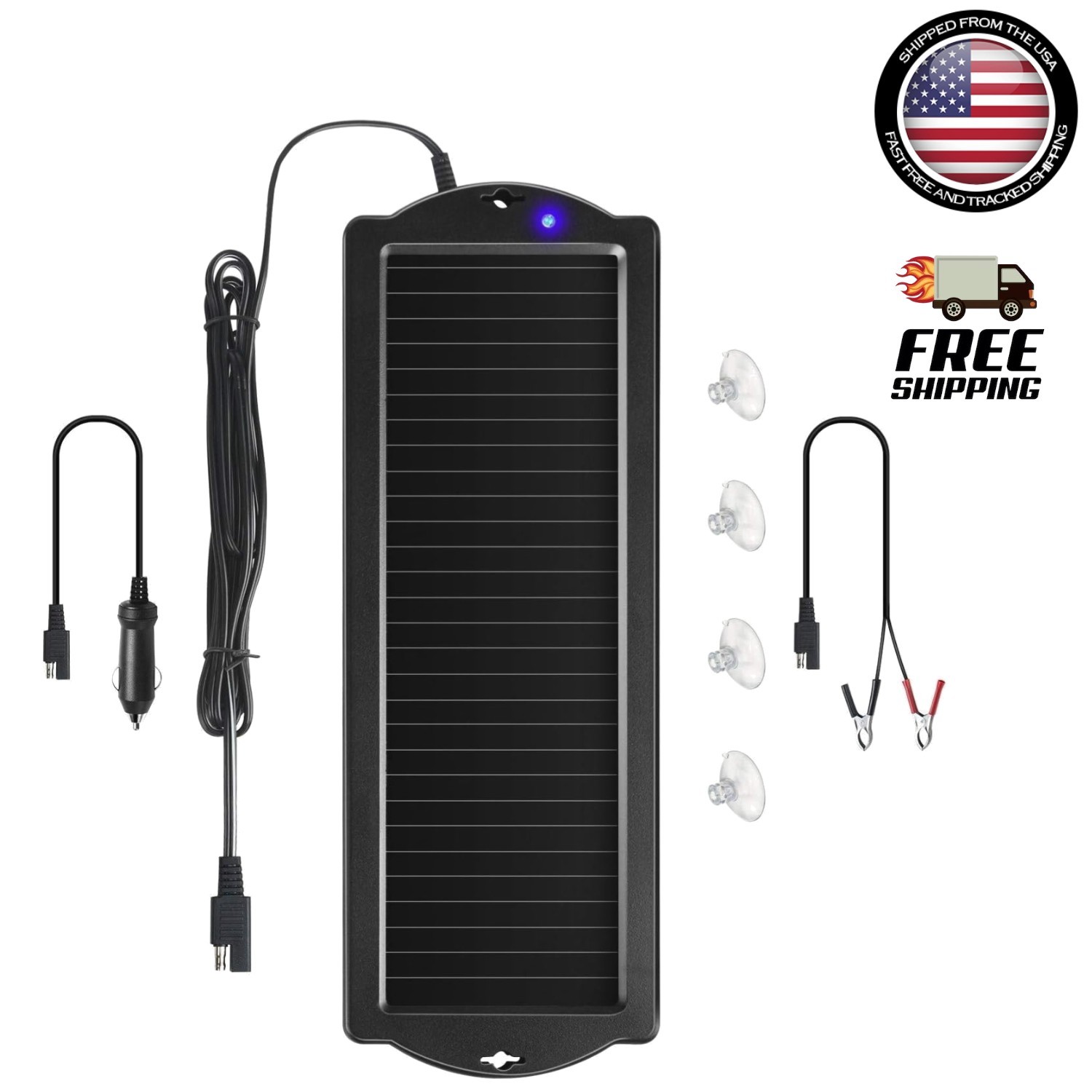 Eco-Friendly 12V Solar Battery Trickle Charger & Maintainer with LED Indicator