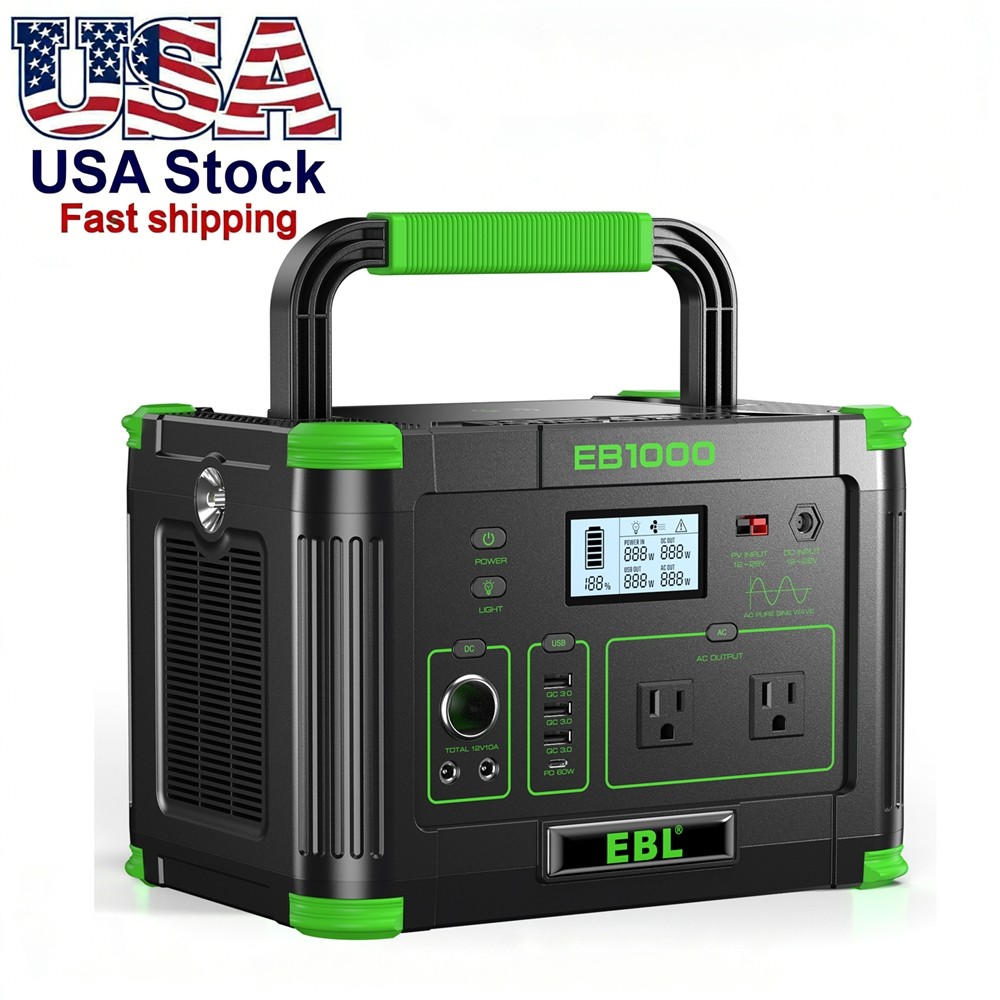 1000W 999Wh Portable Power Station LiFePO4 Generator Camping Home Backup Battery