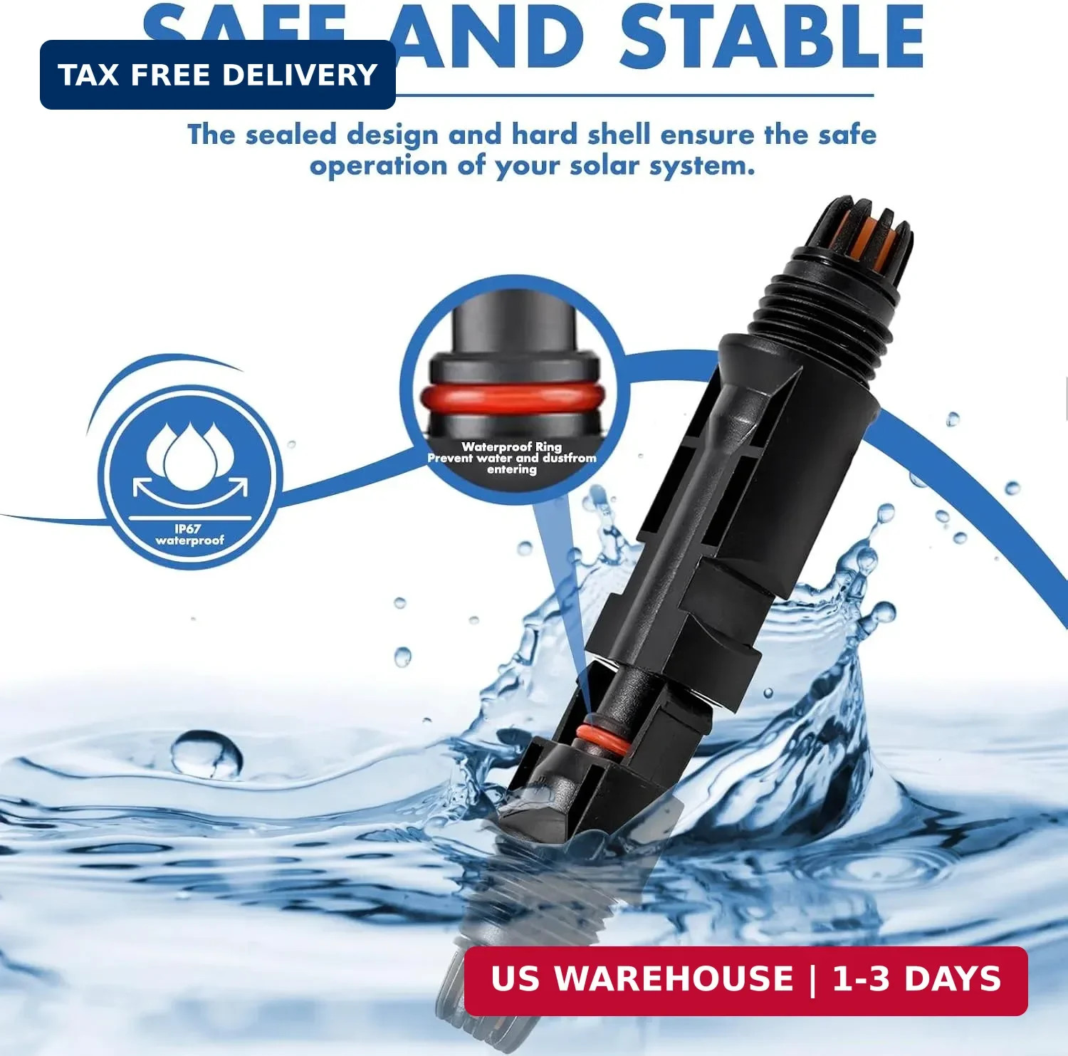 16 PCS Solar Panel Connectors, Male/Female IP67 1000V 30A(10AWG) | Solar Cable C