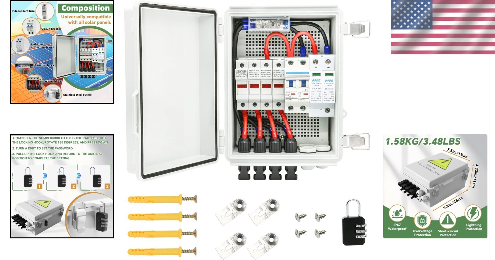 Compact 4 String Plastic Solar Combiner Box – Safe, Easy Install & Weatherproof