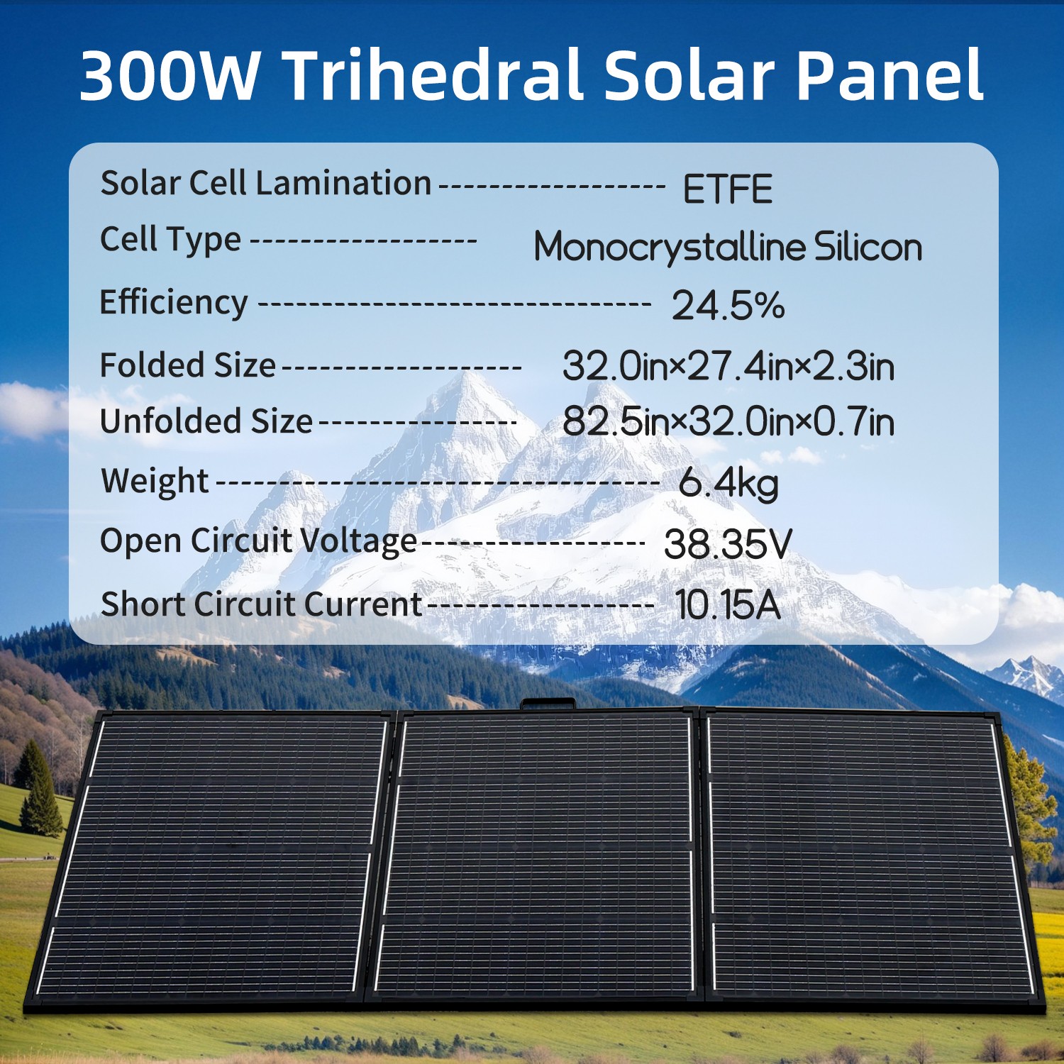 300W Solar Panels Portable Mono W/Kickstand ETFE Solar Charger Power Supply HQ