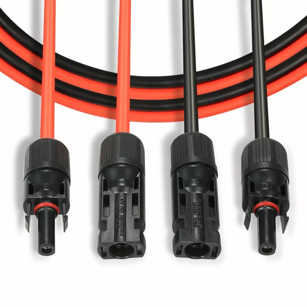 10 AWG Black Red Solar Panel Extension Cable Silicone Flexible Wire Connectors