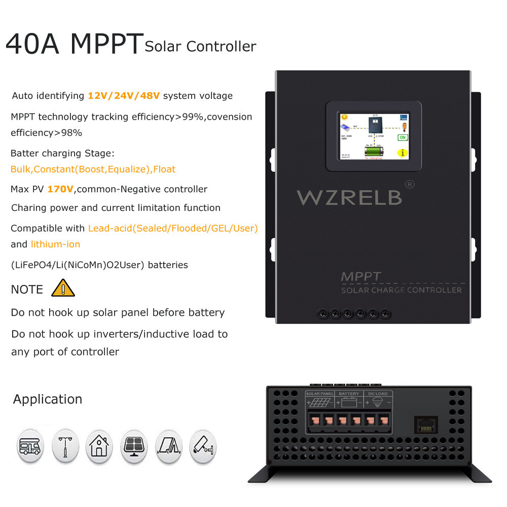 Pure Sine Wave Inverter 3500W Power 12V 40A MPPT Solar charge Controller Car RV