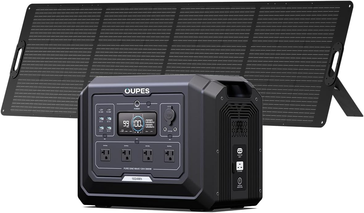 1 Portable Station 2000W (Surge 4500W)1024Wh LiFePO4 Battery, Expandable to 5kWh
