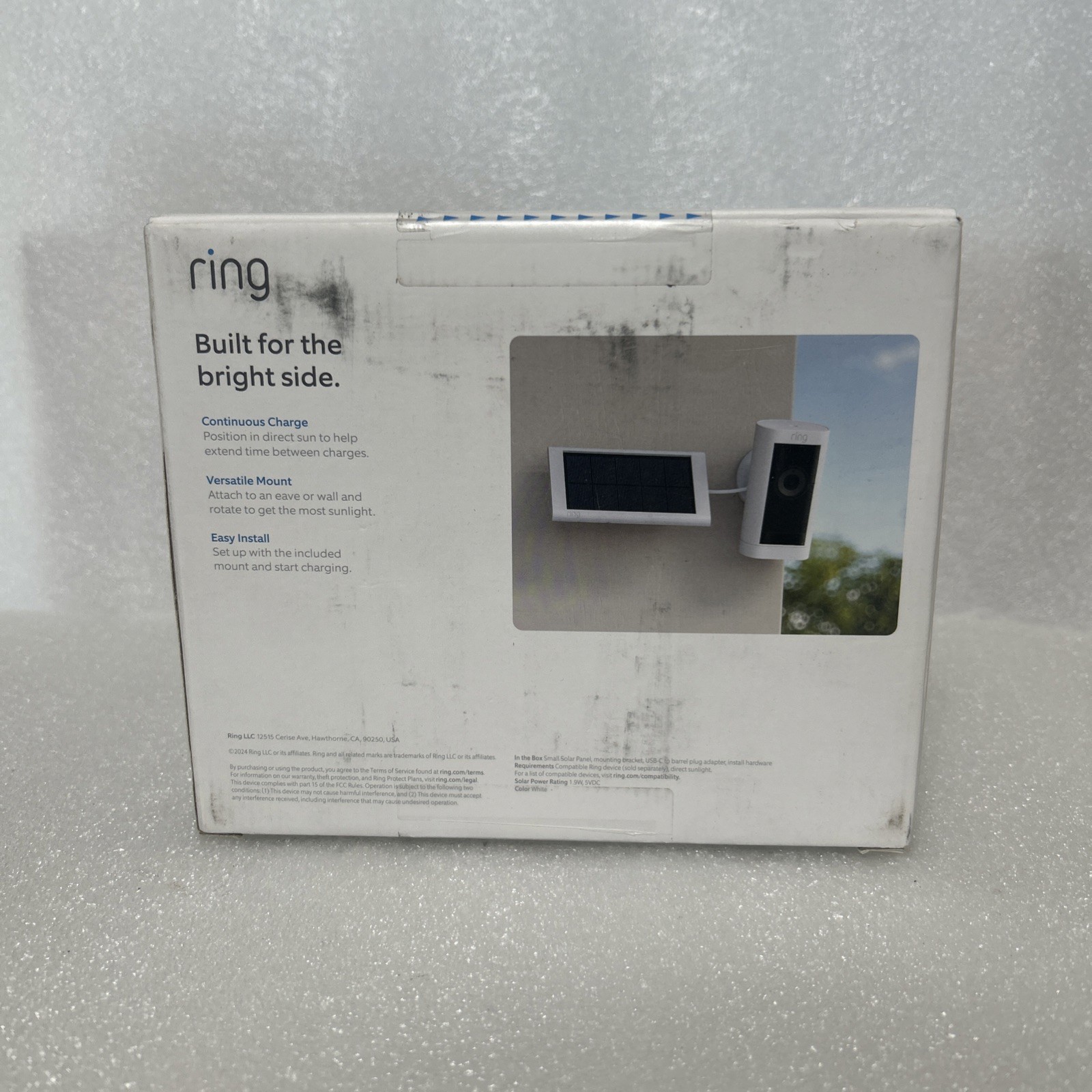 Ring Small Solar Panel 1.9W for Outdoor Camera White With Flexible Mount NEW