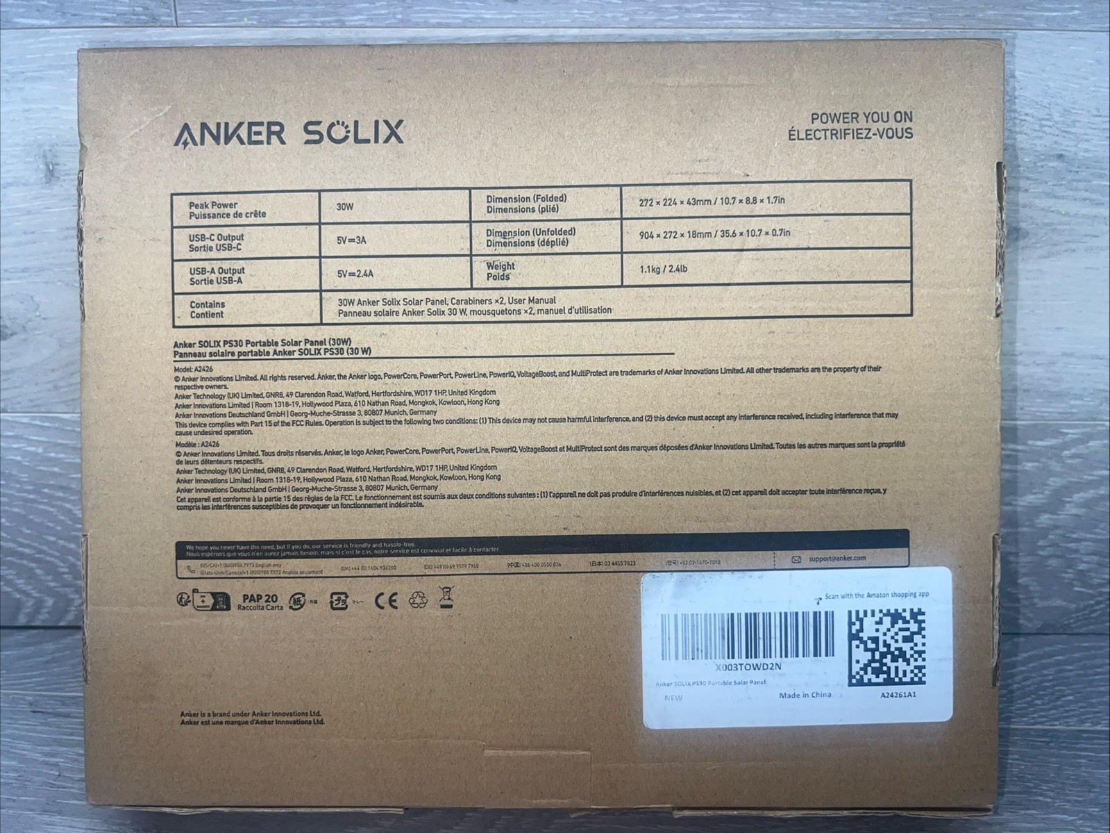 Anker Solix PS30 Solar Panel, 30W Foldable Portable Solar Charger, IP65 Water an