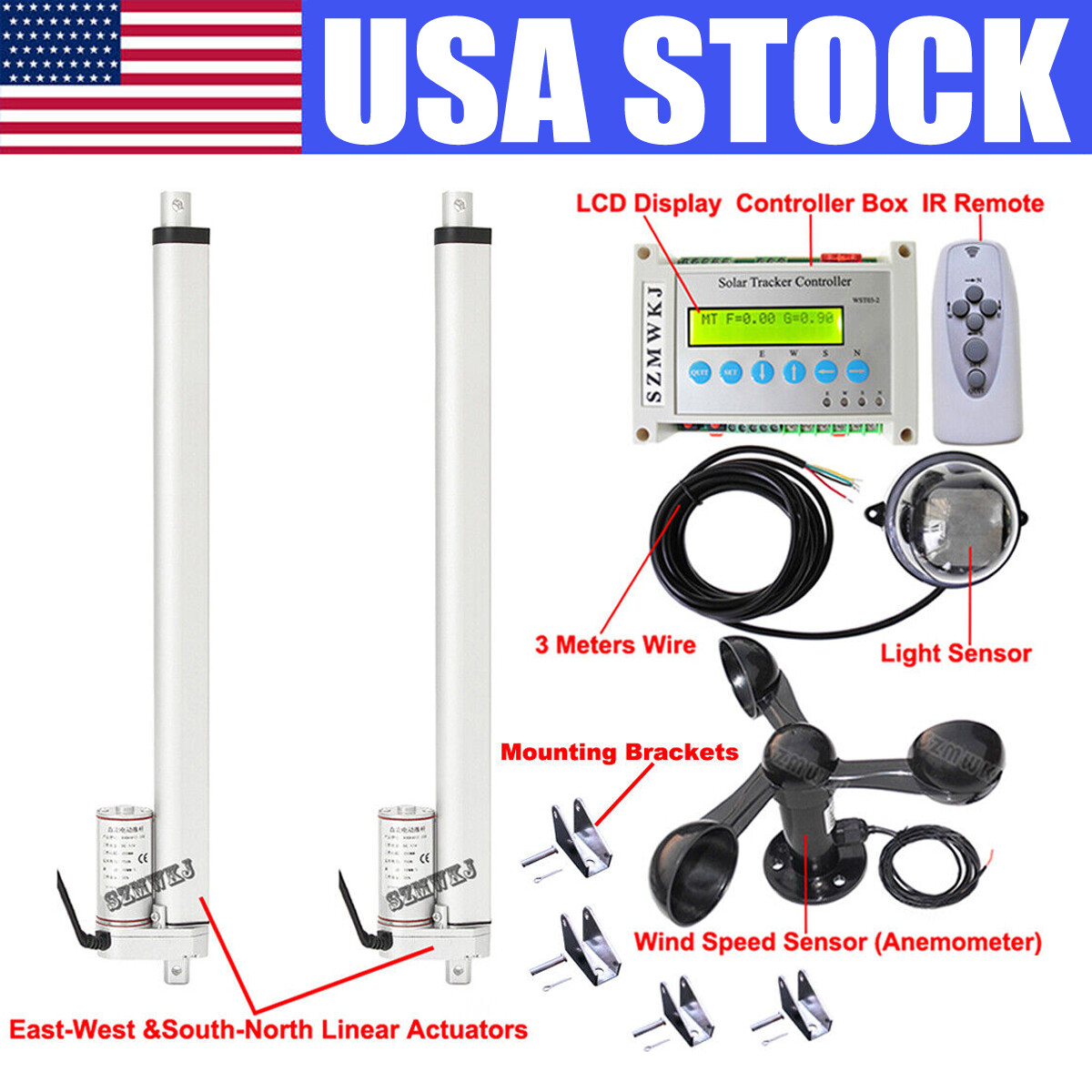 Complete Dual Axis Solar Tracker -Solar Panel Tracking System Sunlight Track Kit
