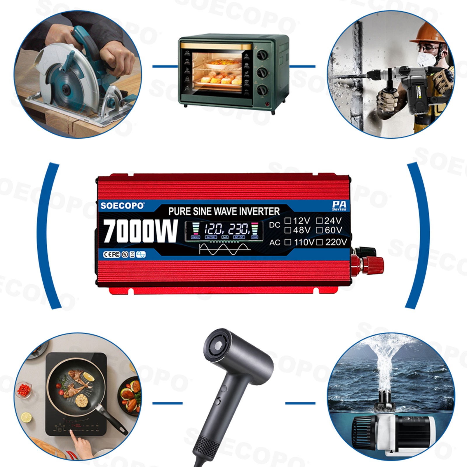7000W Solar System Kit 12V To 110V/220V Off-Grid Inverter System 100A Controller