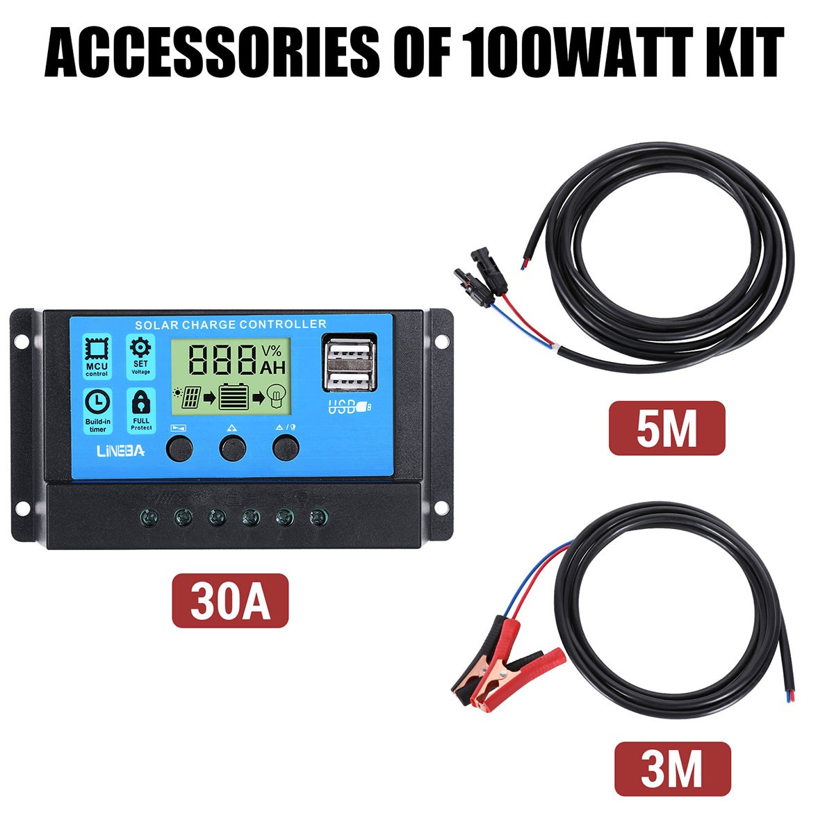100W Monocrystalline flexible Solar Panel Kit+Controller For RV/Camper/Boat/Home