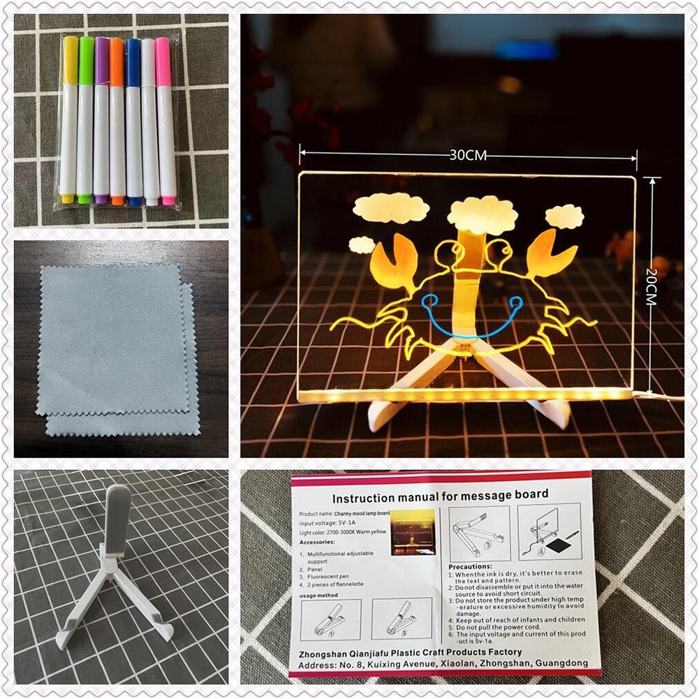 LED For Kids Drawing Board DIY Kit with Pens and Bracket for Creative Fun