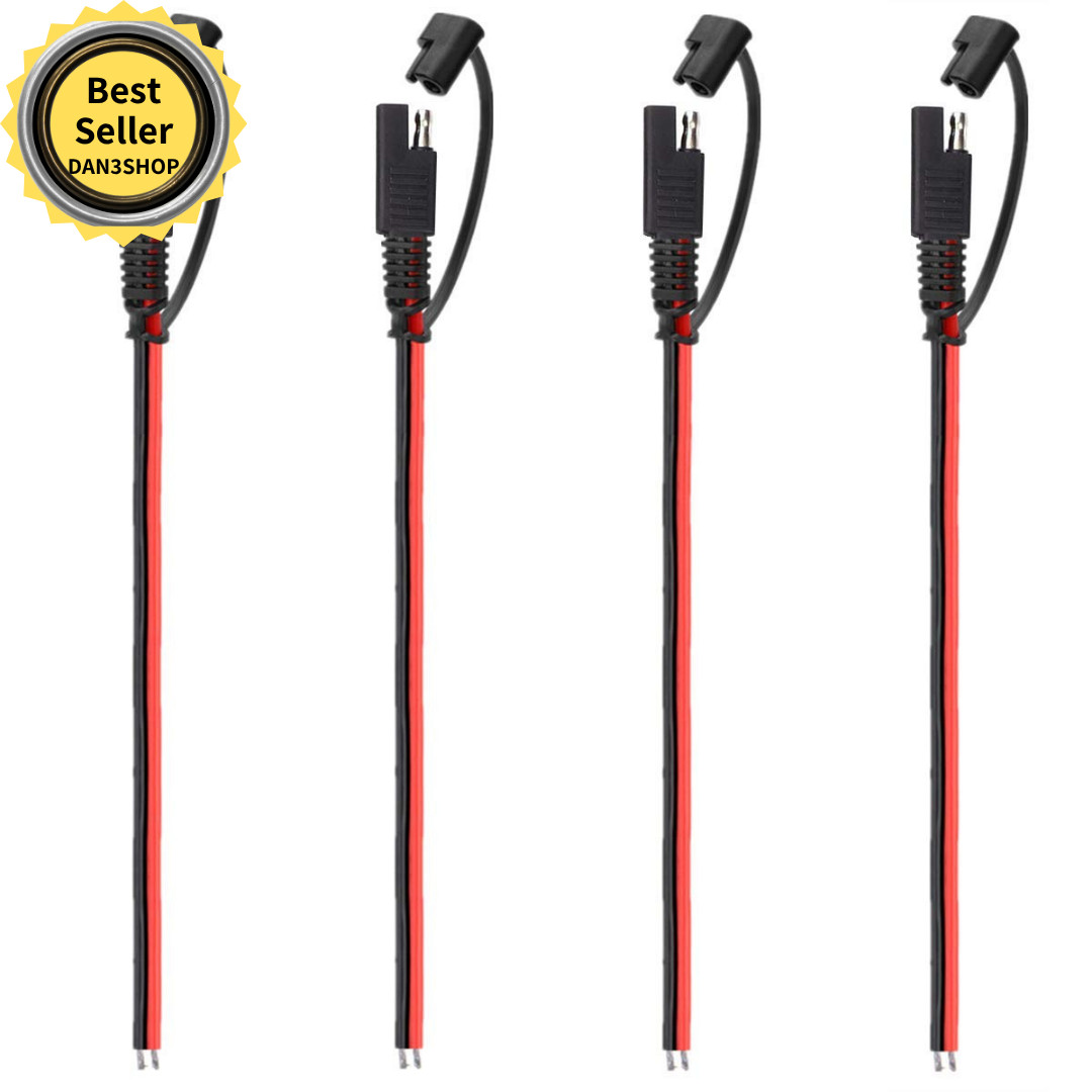 4 PCS 12V SAE TO SAE Quick Disconnect Extension Cable With DC Connection Cord Pl