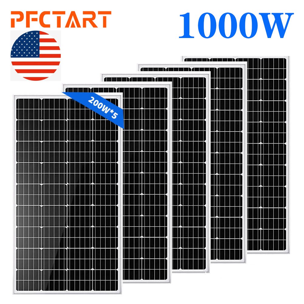 1000W Solar Panel High Efficiency 12V 200W Moncrystalline For RV Boat Home