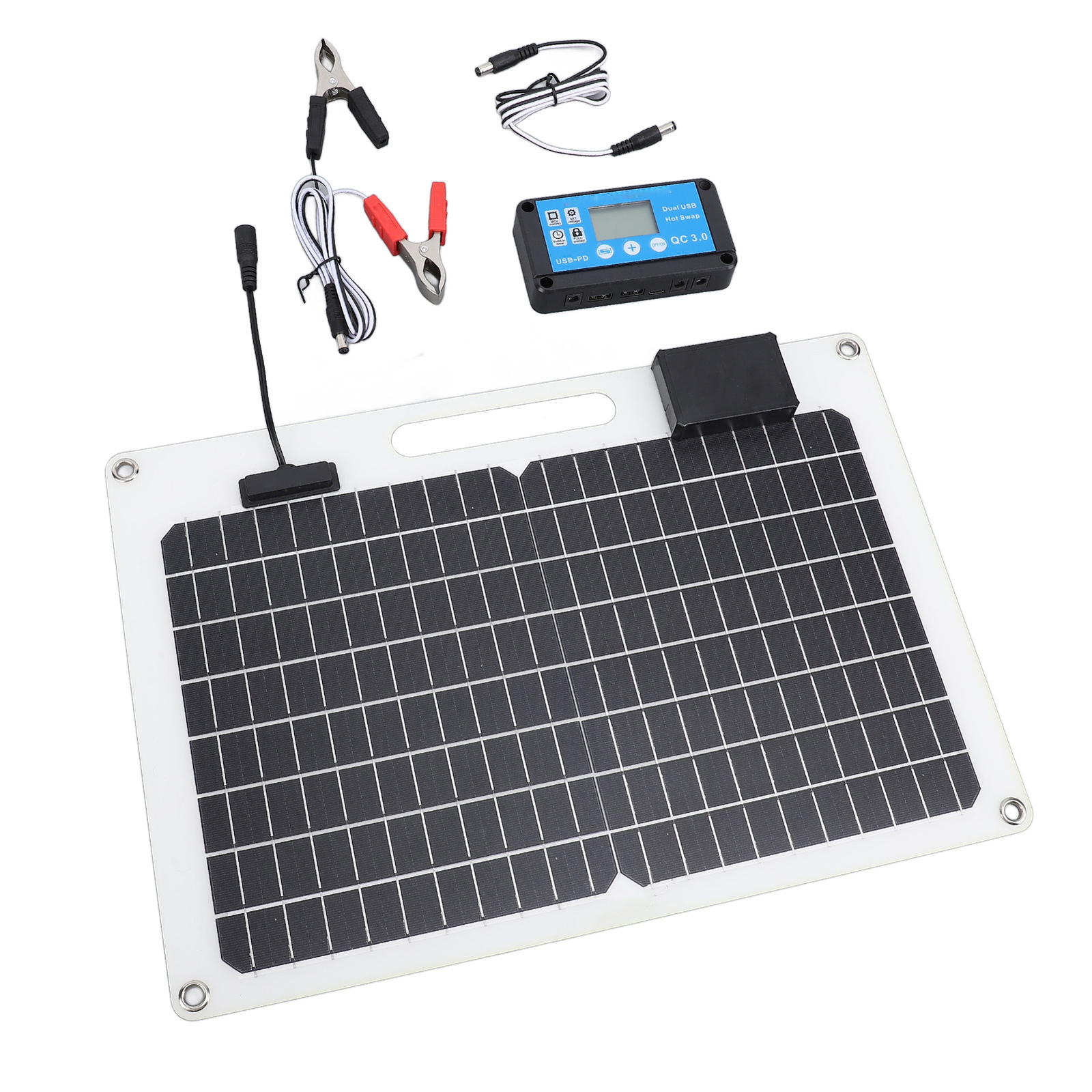 Solar Panel Battery Charger 100W Monocrystalline Silicon 12V 24V Dual USB 100
