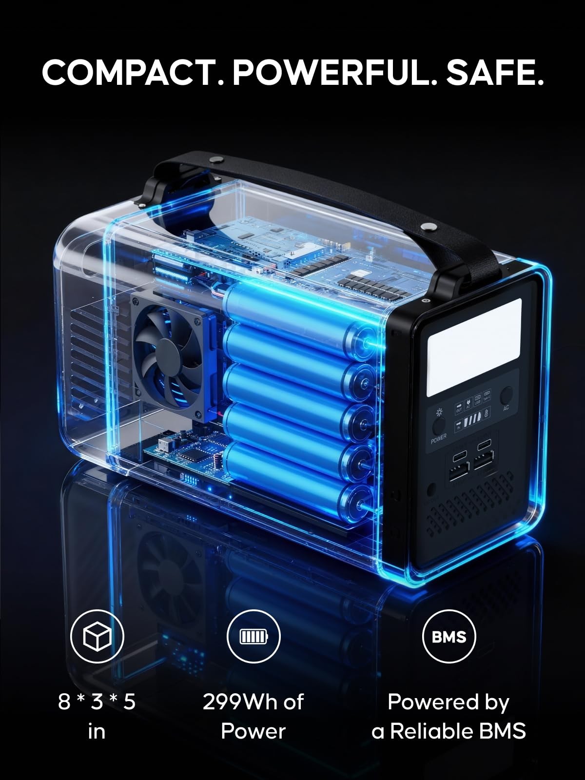 Thunderrider Portable Power Station 300W 299Wh Solar Generator 4.38Lbs