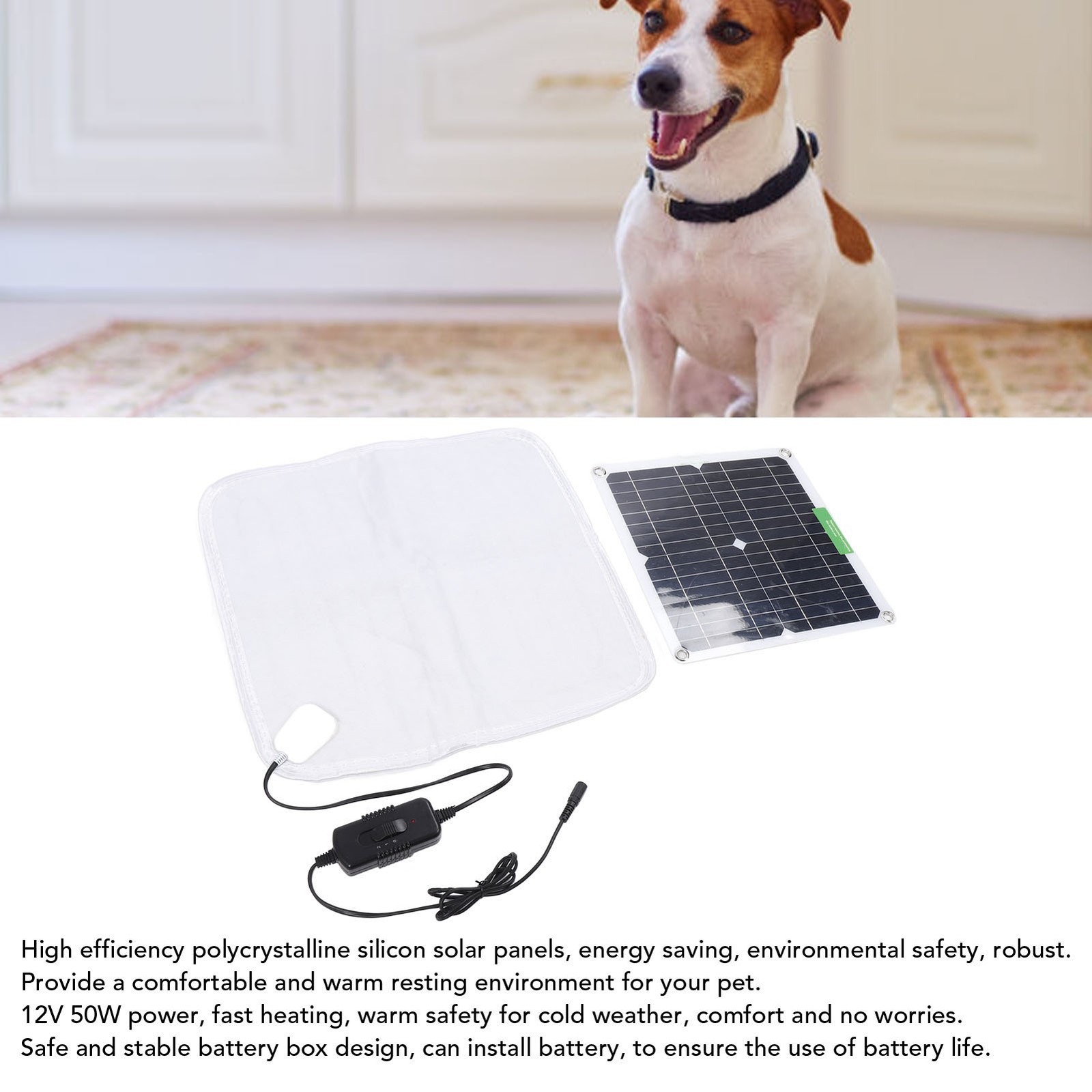 ­Solar Panel Heating Blanket 12V 50W Rapid Uniform Heating Soft Pet Heating Pad