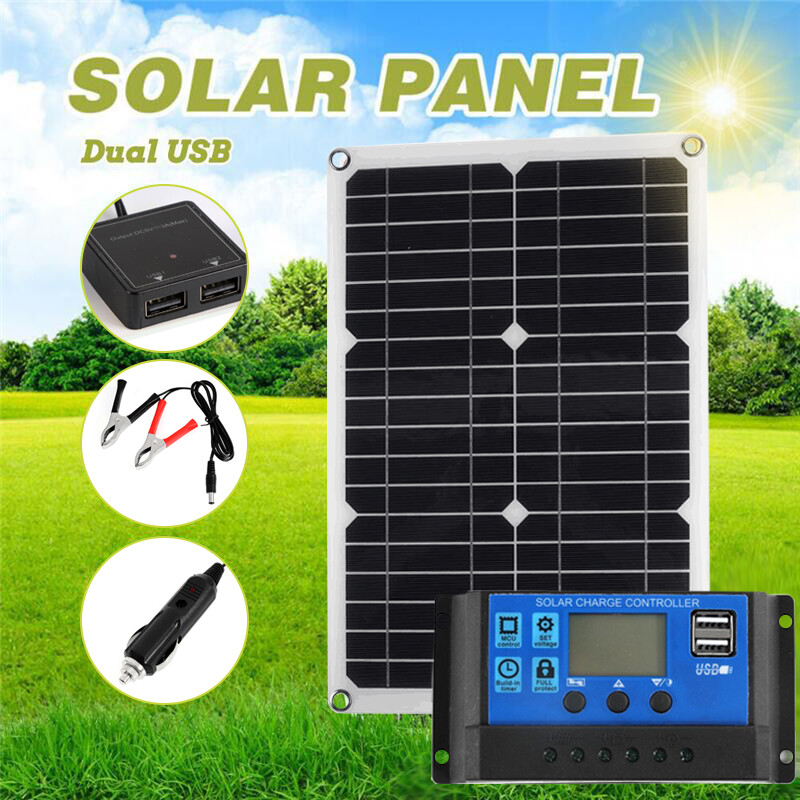 300W 100W Solar Panel Battery Charger Controller Home Car Trailer Boat RV Camp