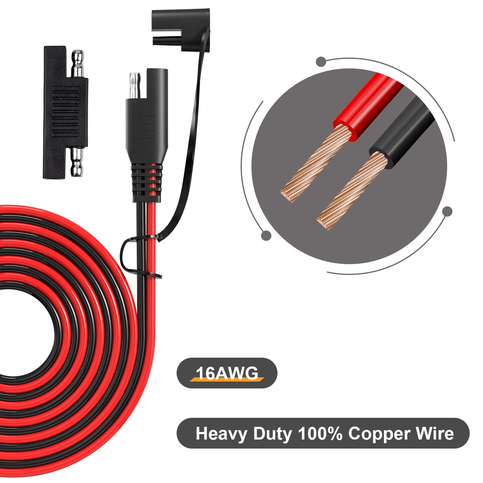 12FT 16AWG SAE Extension Cable, SAE Connector Cable Quick Disconnect Connecto…