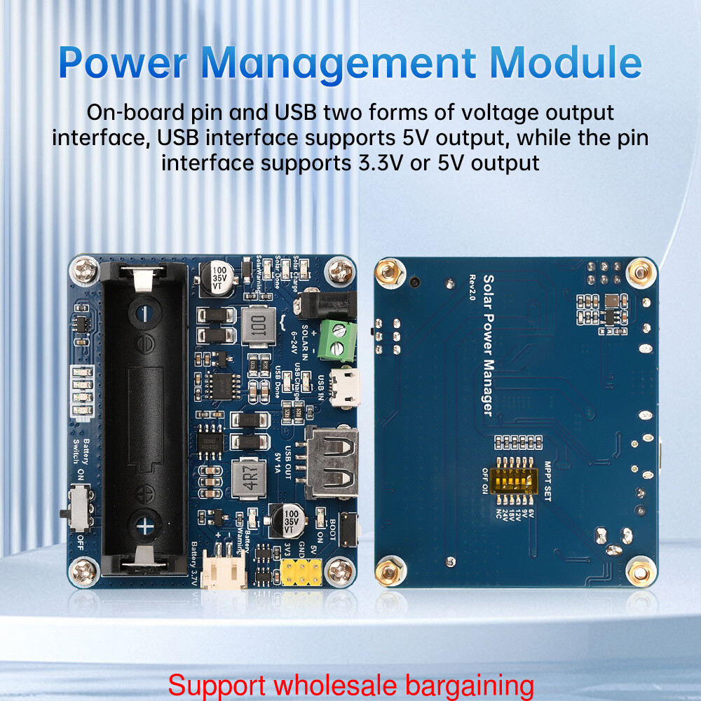 Power Manager Module for 6V~24V Solar Panel Support MPPT USB Battery Charging