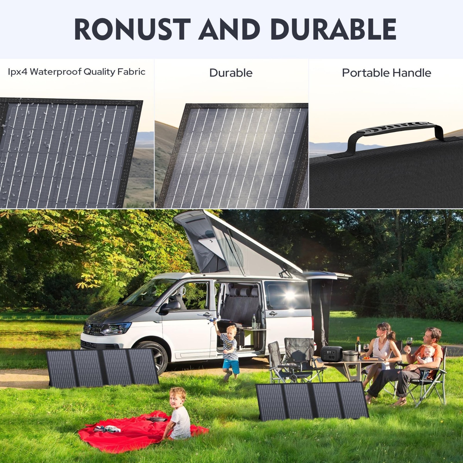 60W Foldable Solar Panel Charger – 18V DC Outlet for Portable Power Stations, QC