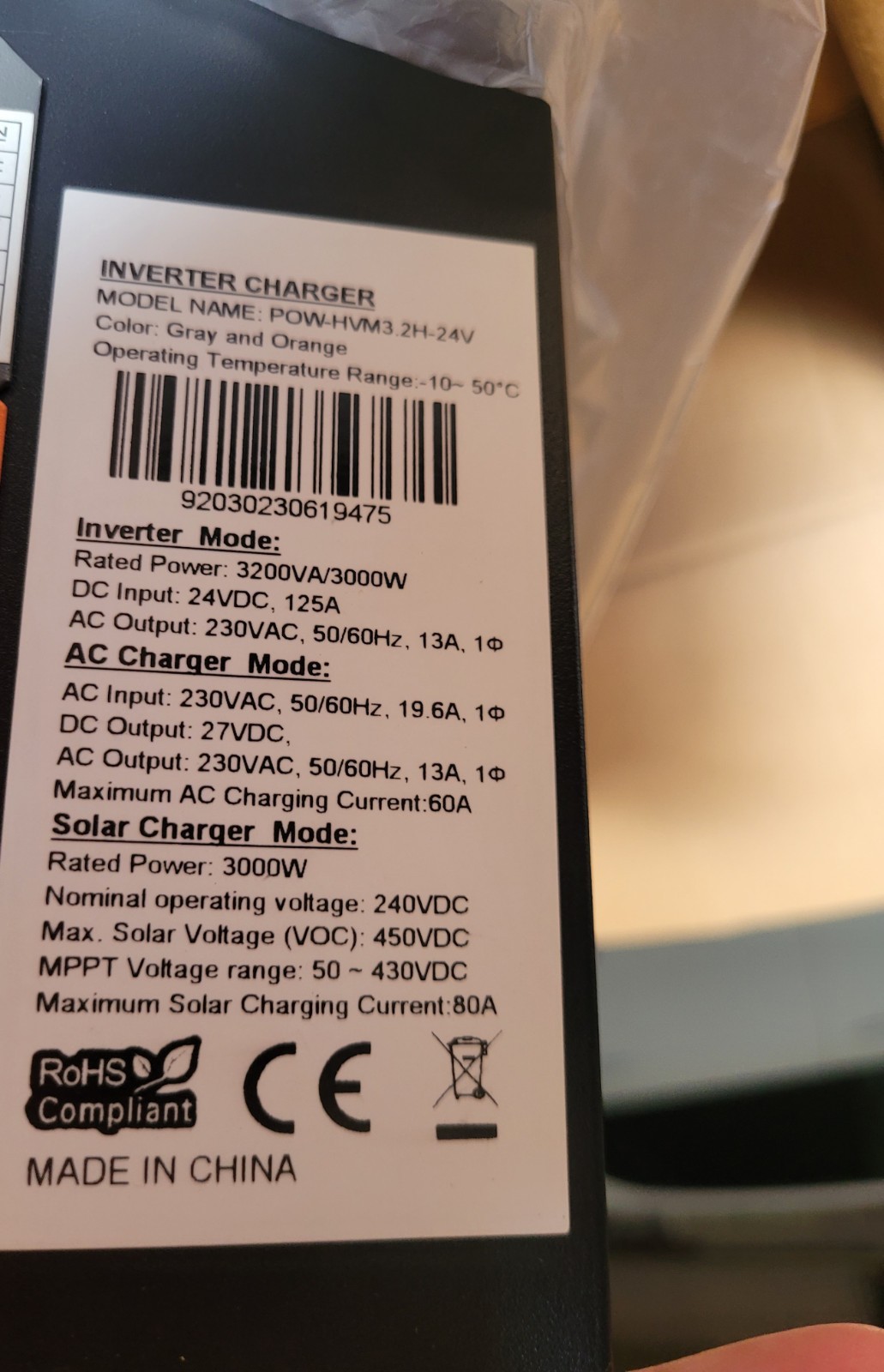 3200VA 3000W 24VDC Solar Hybrid Inverter Charge Controller