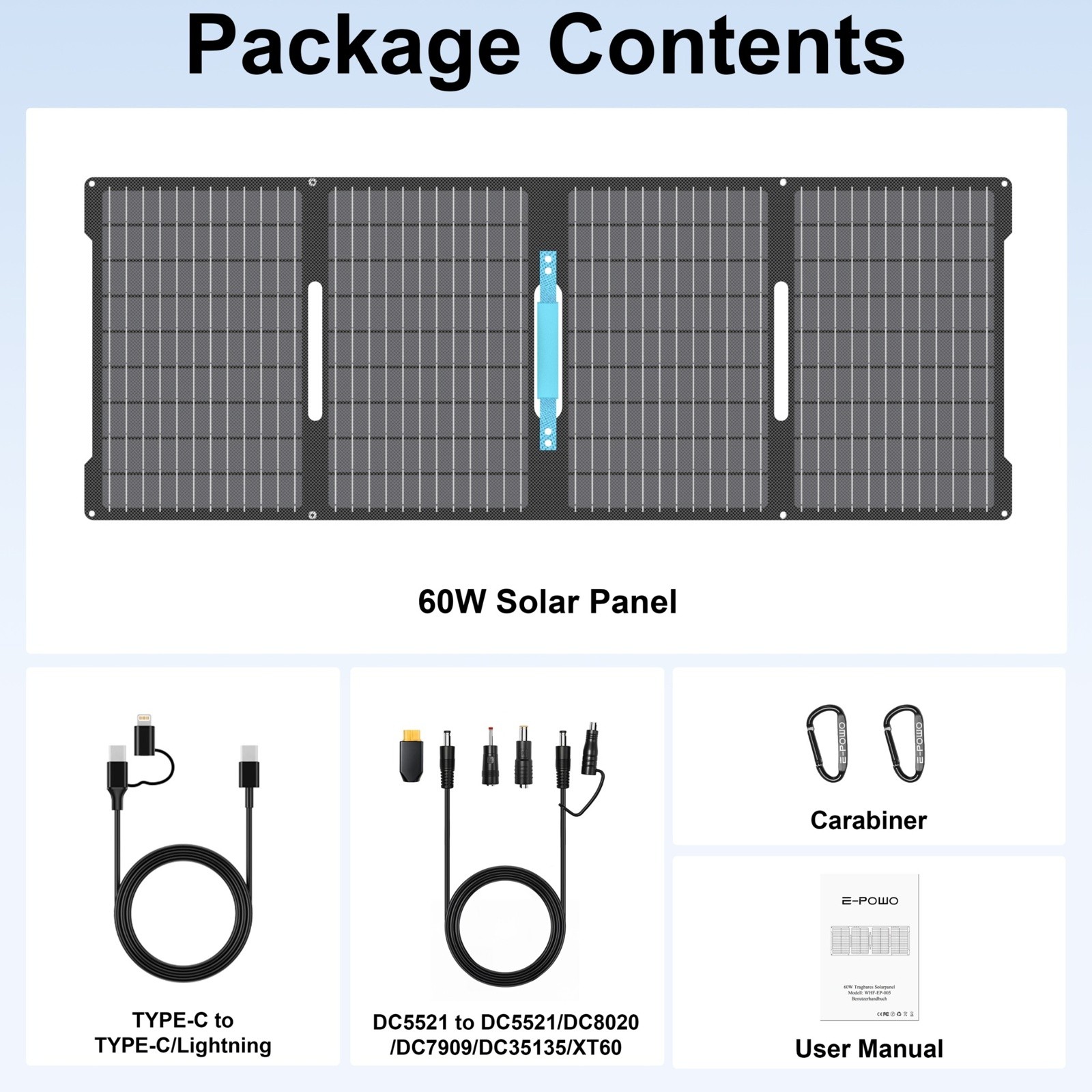 60W Portable Solar Panel for Jackery Portable Power Station Explorer 300 293Wh