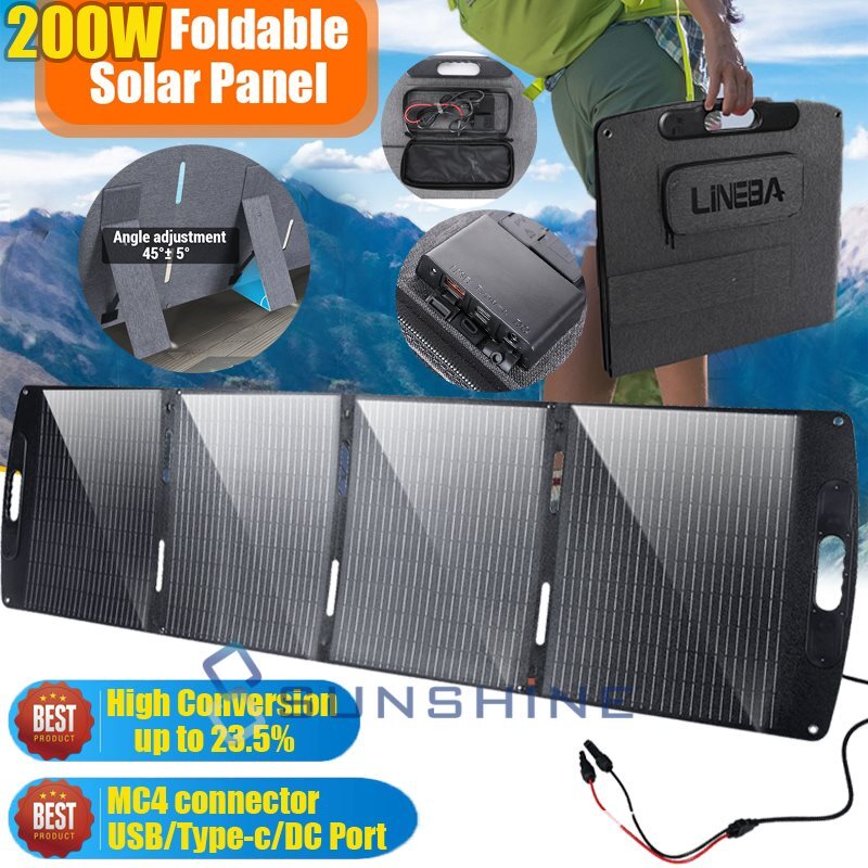100W 200W Mono Solar Panel Folding Case Battery Charger Home Boat RV Off Grid