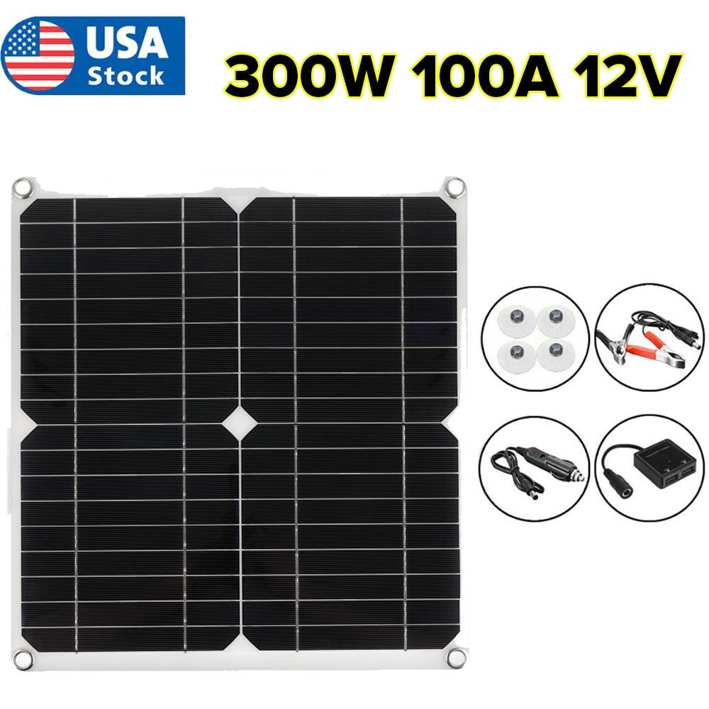 300 Watts Solar Panel Kit 100A 12V Battery Charger Caravan Boat RV Camping Home