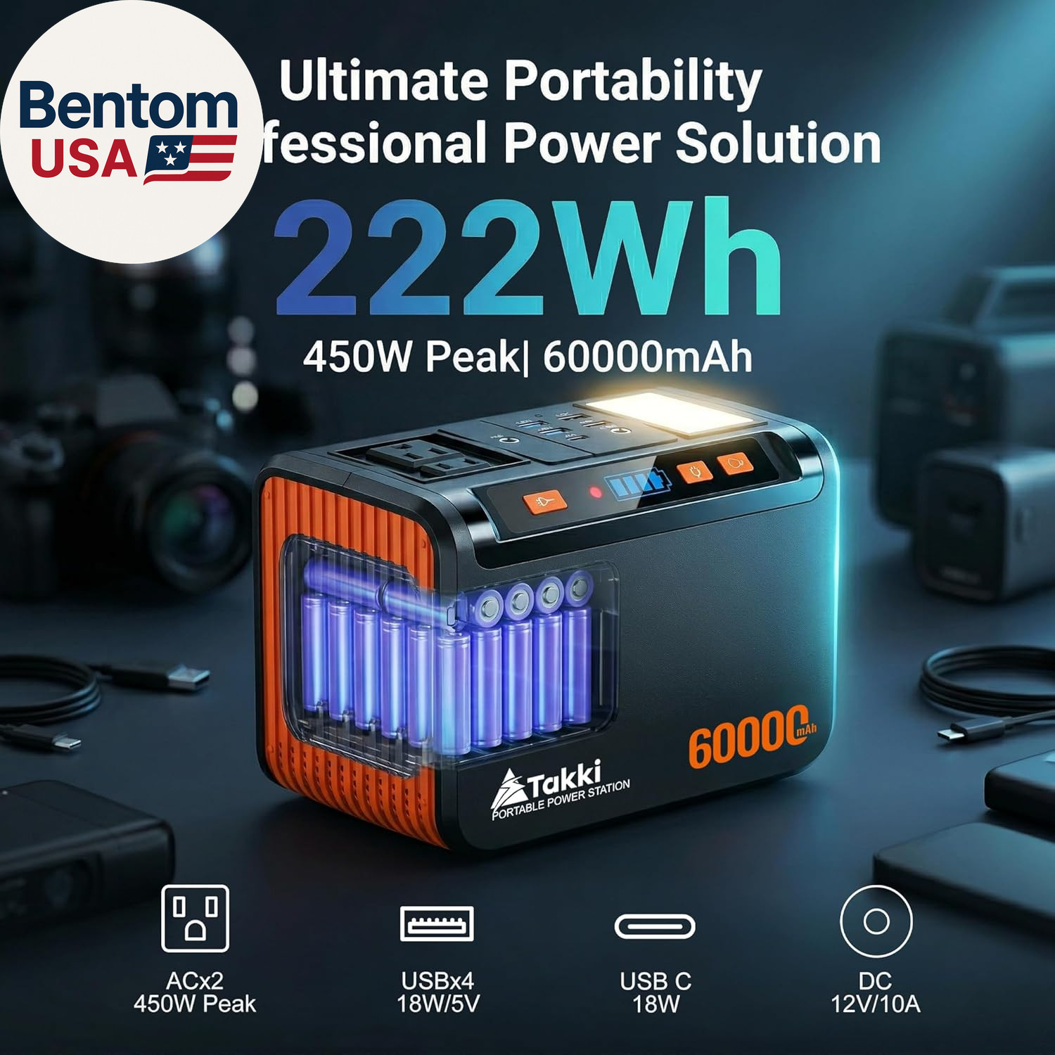 Solar Generator 250W Portable Power Station with 40W Solar Panels 222Wh Pure Sin