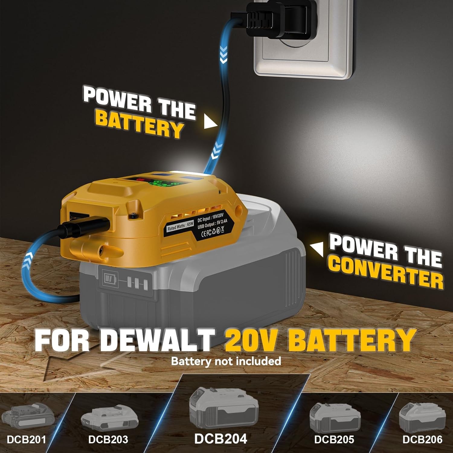 Ecarke 2-in-1 Battery Charger & Power Inverter Compatible with DeWALT 20V Batter