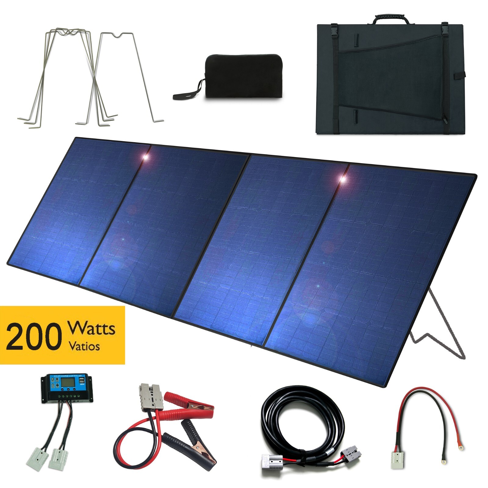 200W Portable Solar Panel Kit Battery Charger Generator Foldable Camping RV Car