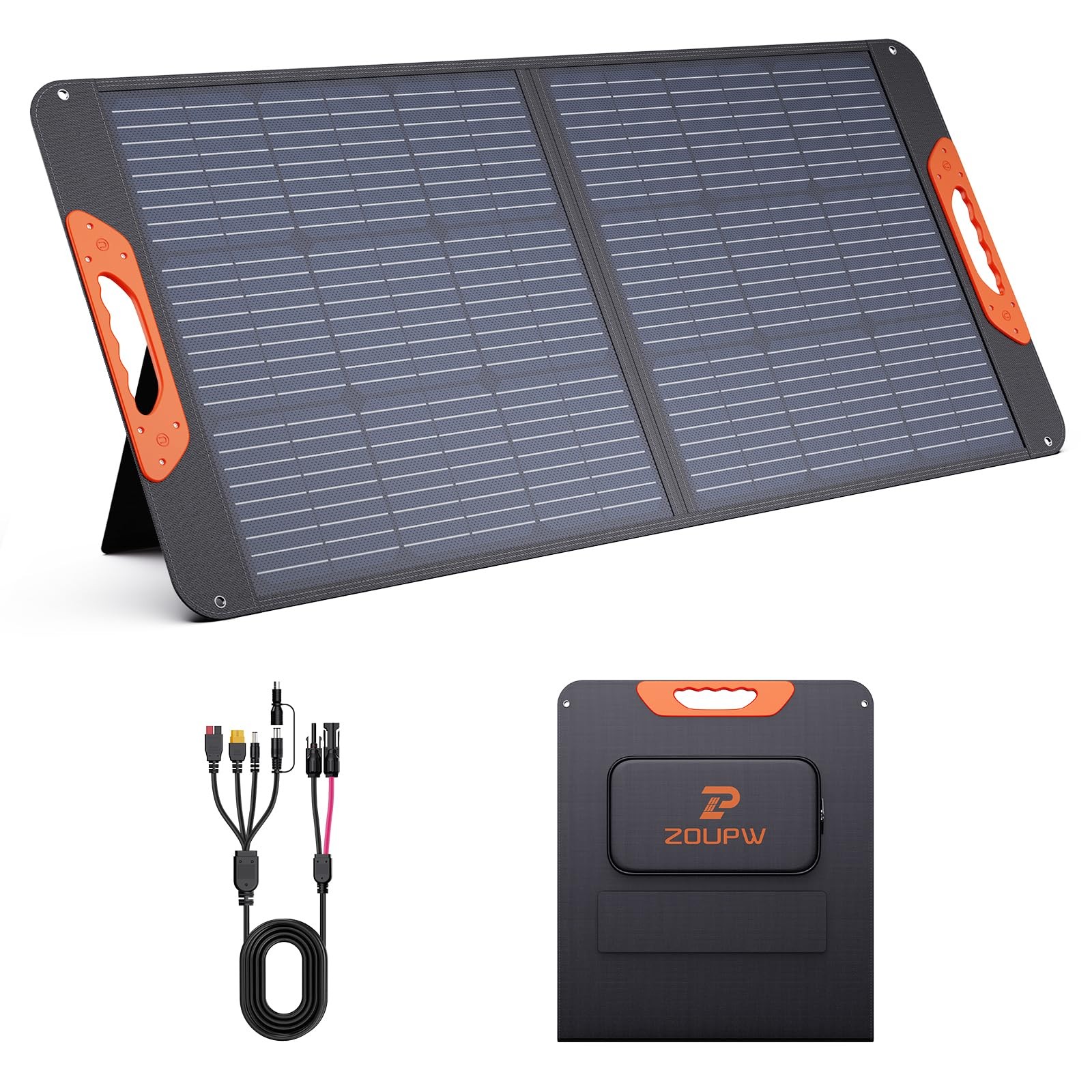 ZOUPW 100W Portable Solar Panel with 5in1 Cable,23.5% Efficiency Mono Foldabl…