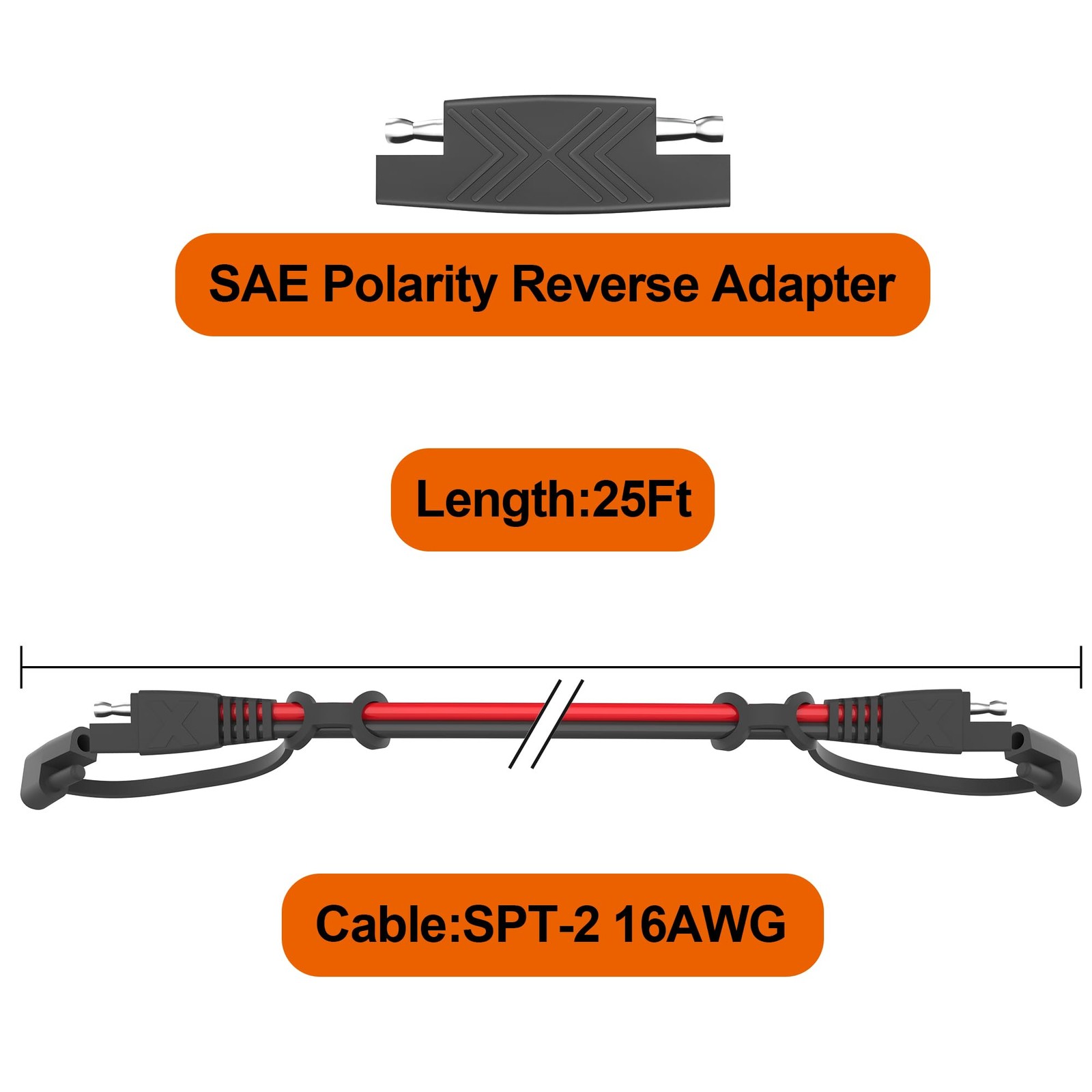 12Feet SAE to SAE Extension Cable Quick Disconnect Connector 16AWG,for Automo…