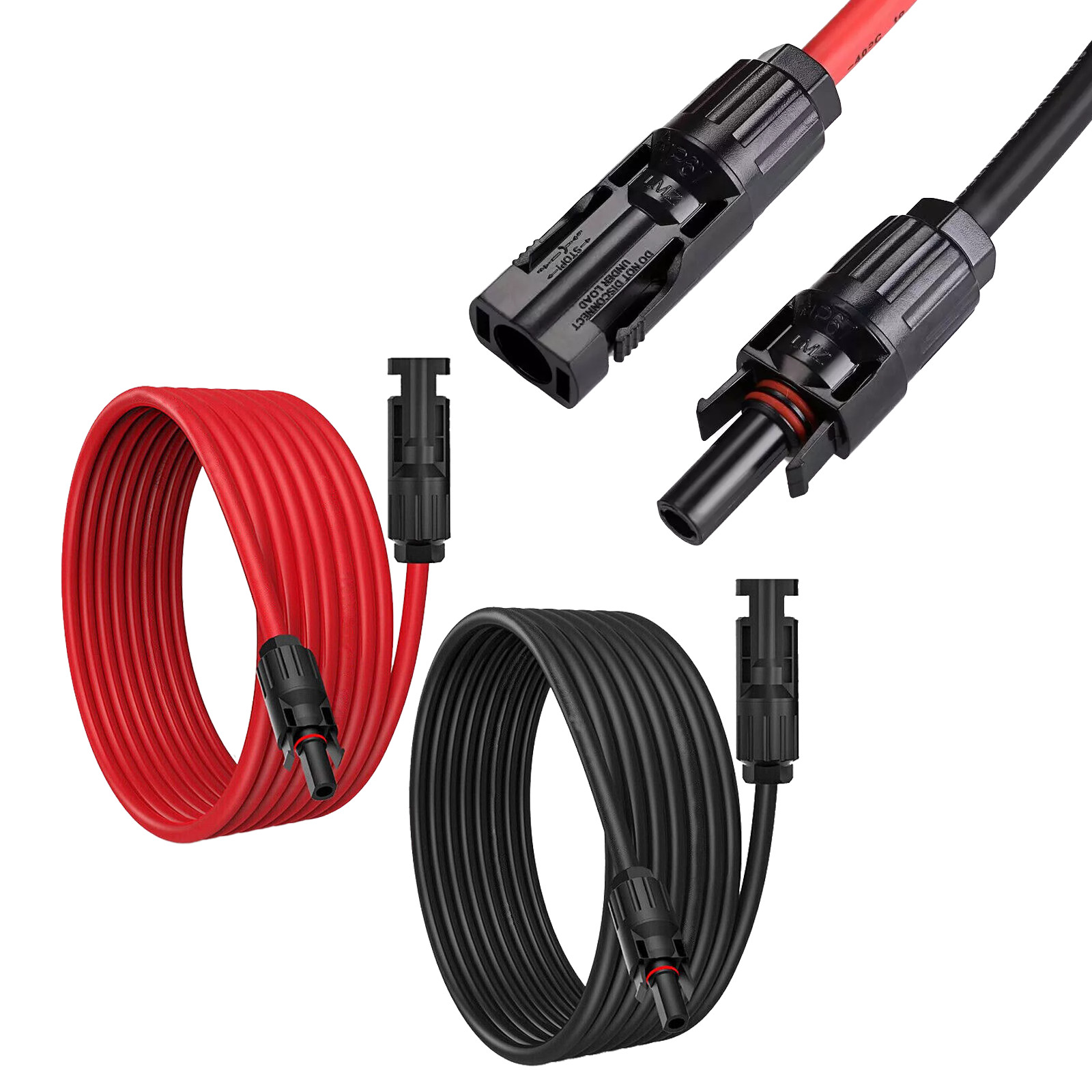 50ft Black + Red 10AWG Solar Panel Extension Cable Flexible Wire Connectors