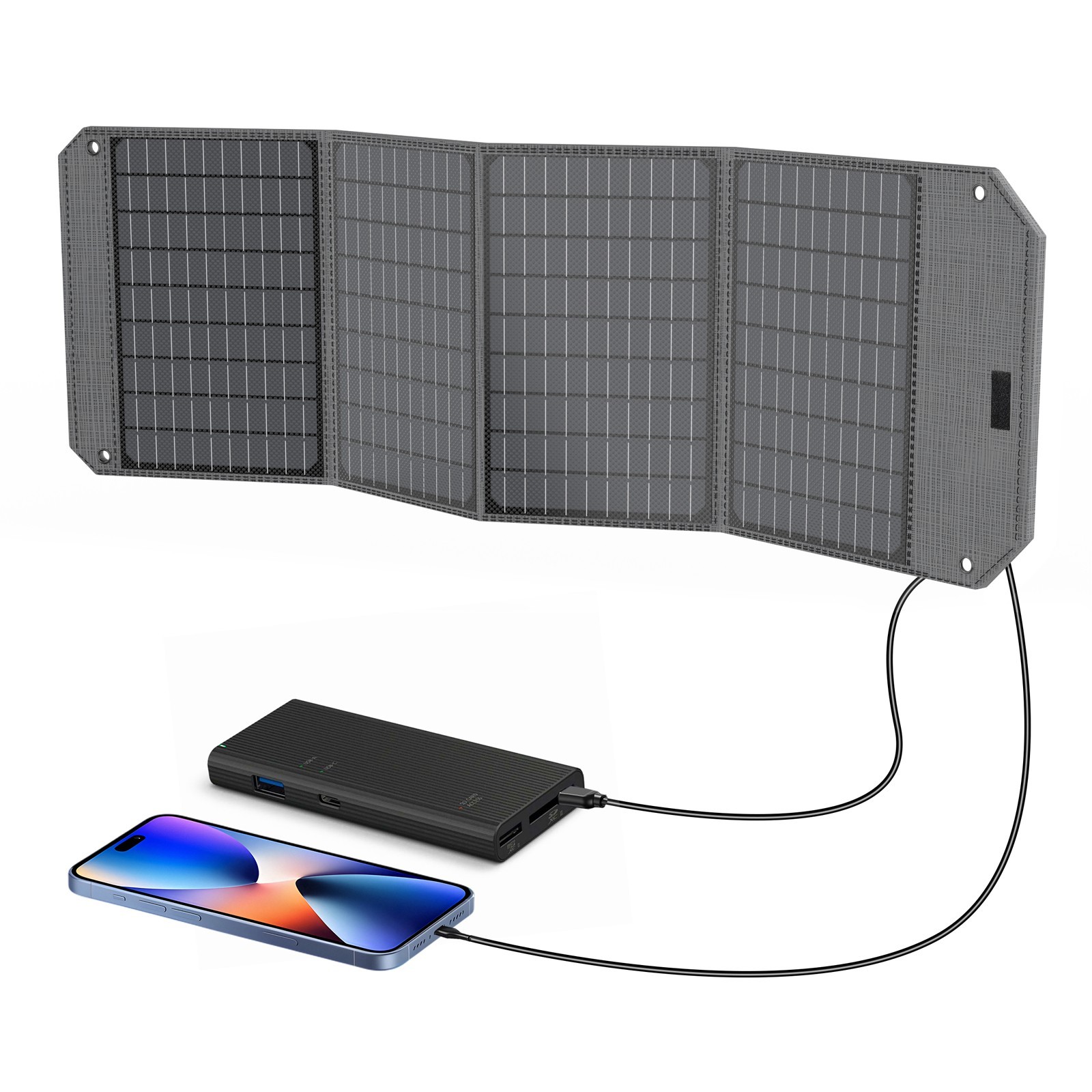 40W Solar Panel Portable USB solarCharger for Bailibatt Power Station 300W 257wh