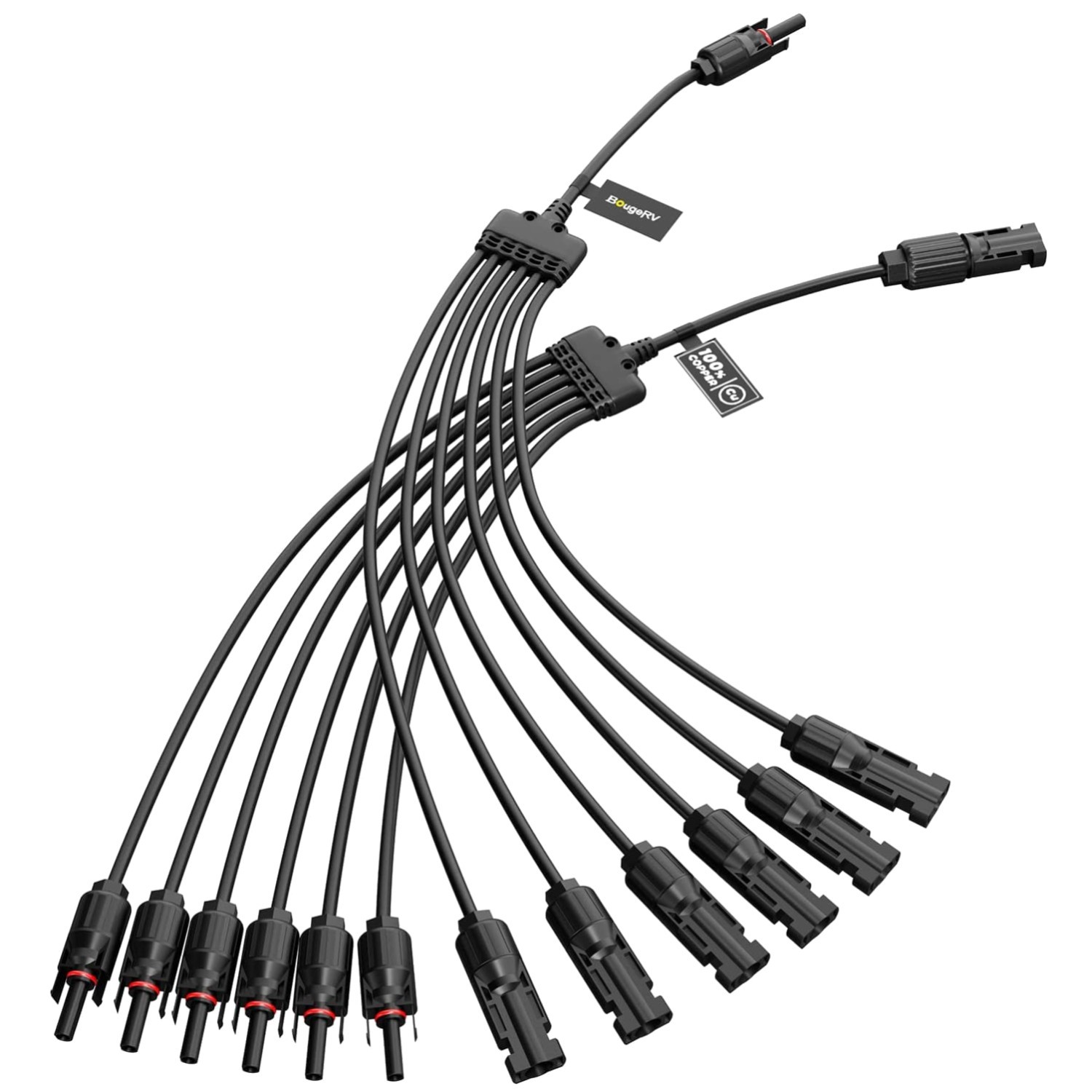 Solar Panel Y Connectors 1 to 6 Parallel Cables 2-Pack
