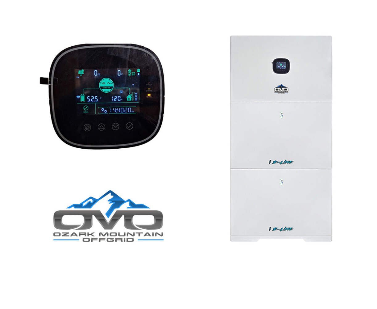 2.2KW Complete Offgrid Solar Kit + 10K 120V/240V OMO E-Line Inverter + 2x 10.24K