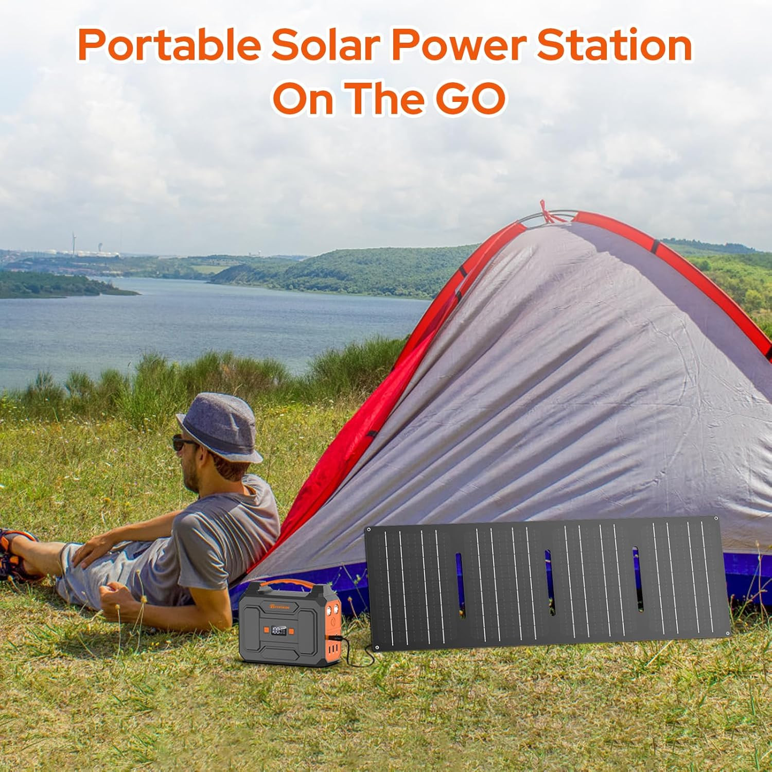 60W Solar Power Station & 300W Generator, 100W Portable Battery for Outdoor Use