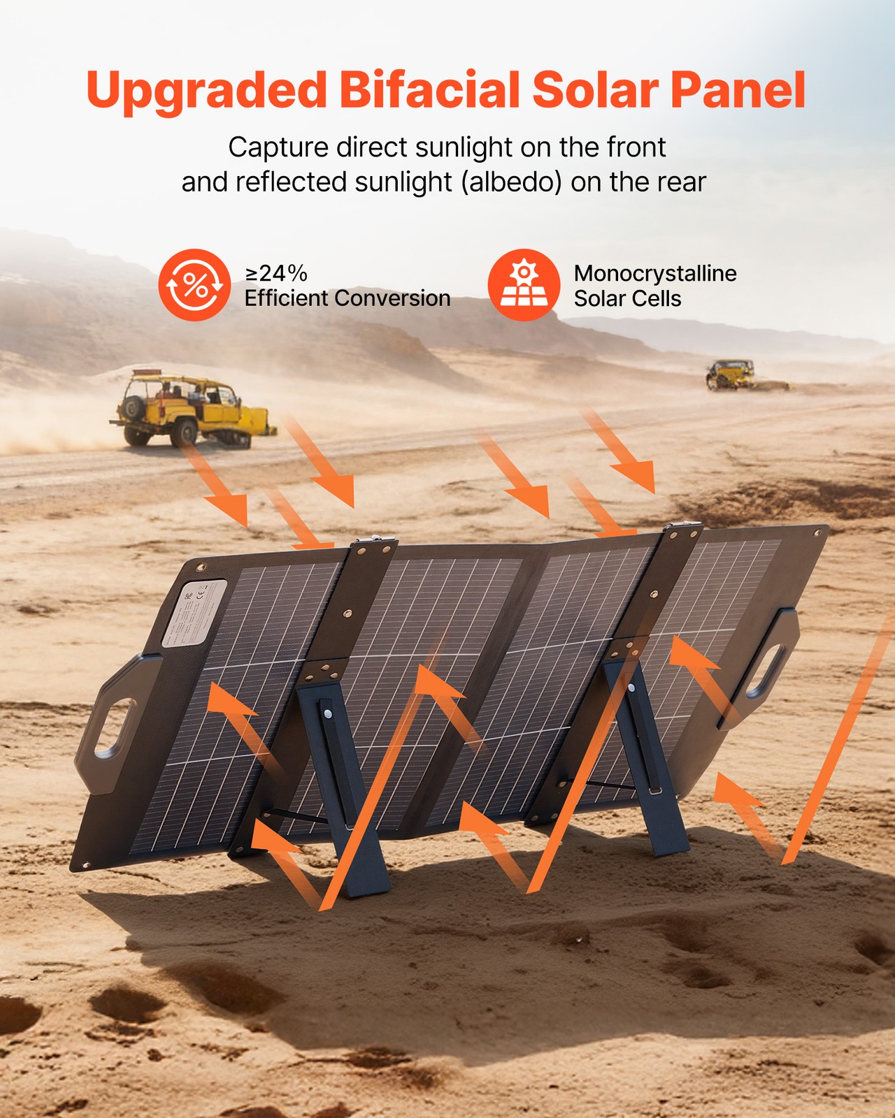 VEVOR 100W Bifacial Solar Panel Foldable Monocrystalline Solar Panel Charger