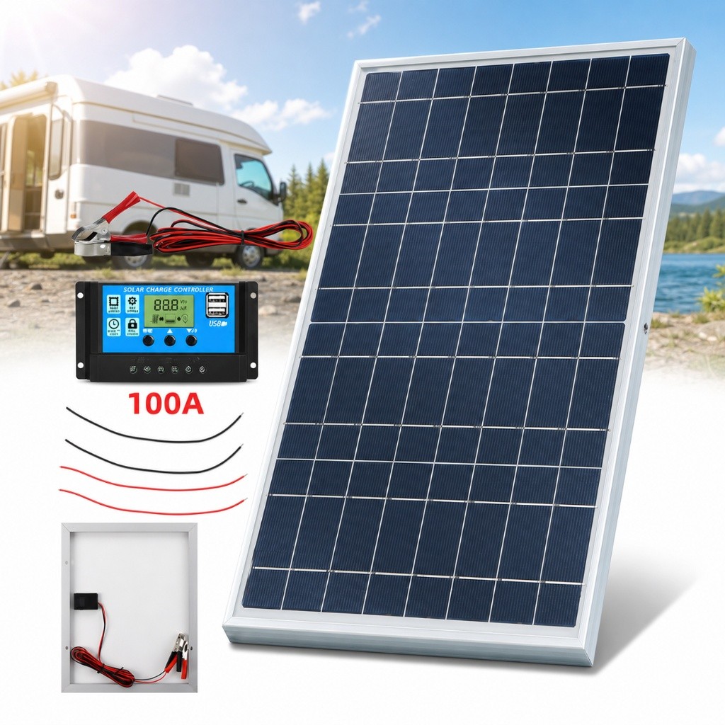 30W Solar Panel Kit 100A Charge Controller Battery Charger Marine RV Boat Camp