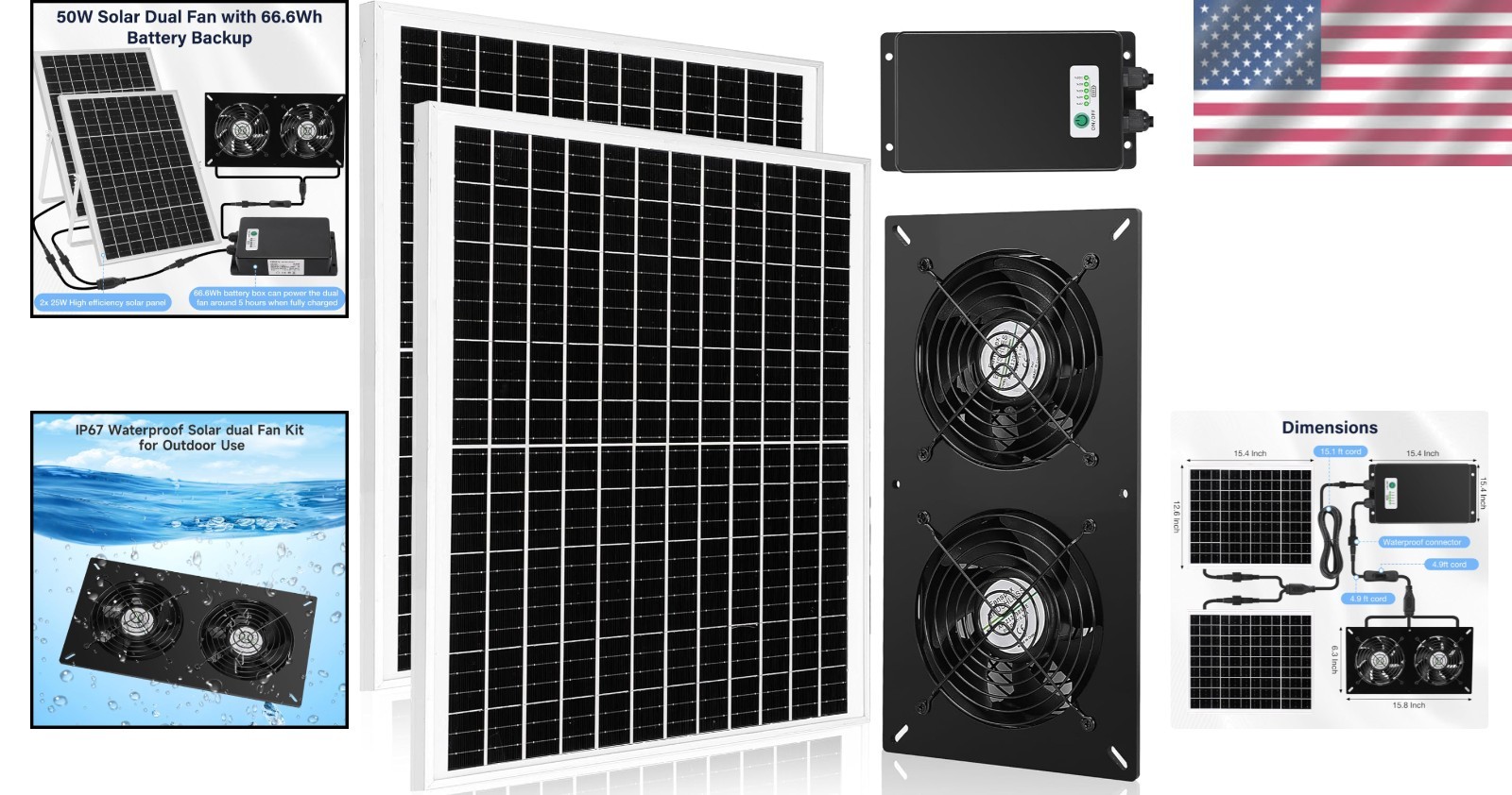 Solar Dual Fan Kit with Battery Backup