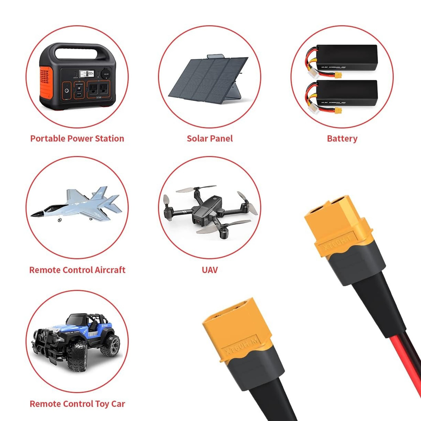 10 AWG XT60 Female Male Connector Adapter Solar Extension Cable RC Battery Cable