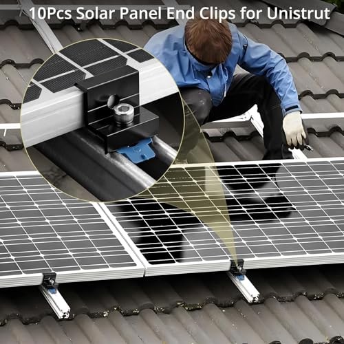 Solar Panel End Clamp Kit for Standard Unistrut 30/35mm Aluminum 10Pcs Black