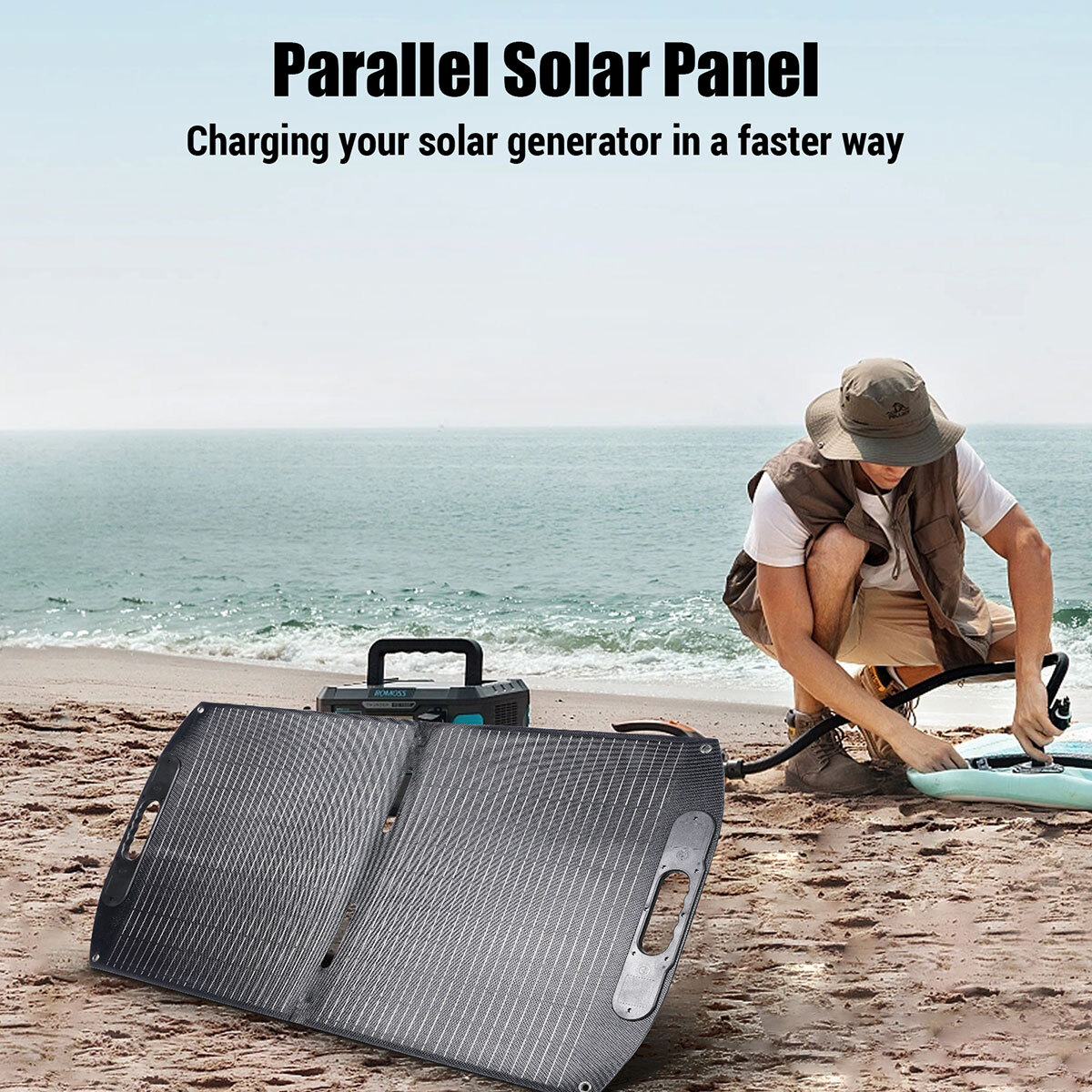 Bifacial Solar Panel 100W Foldable Solar Charger For Car Boat Caravan Camping