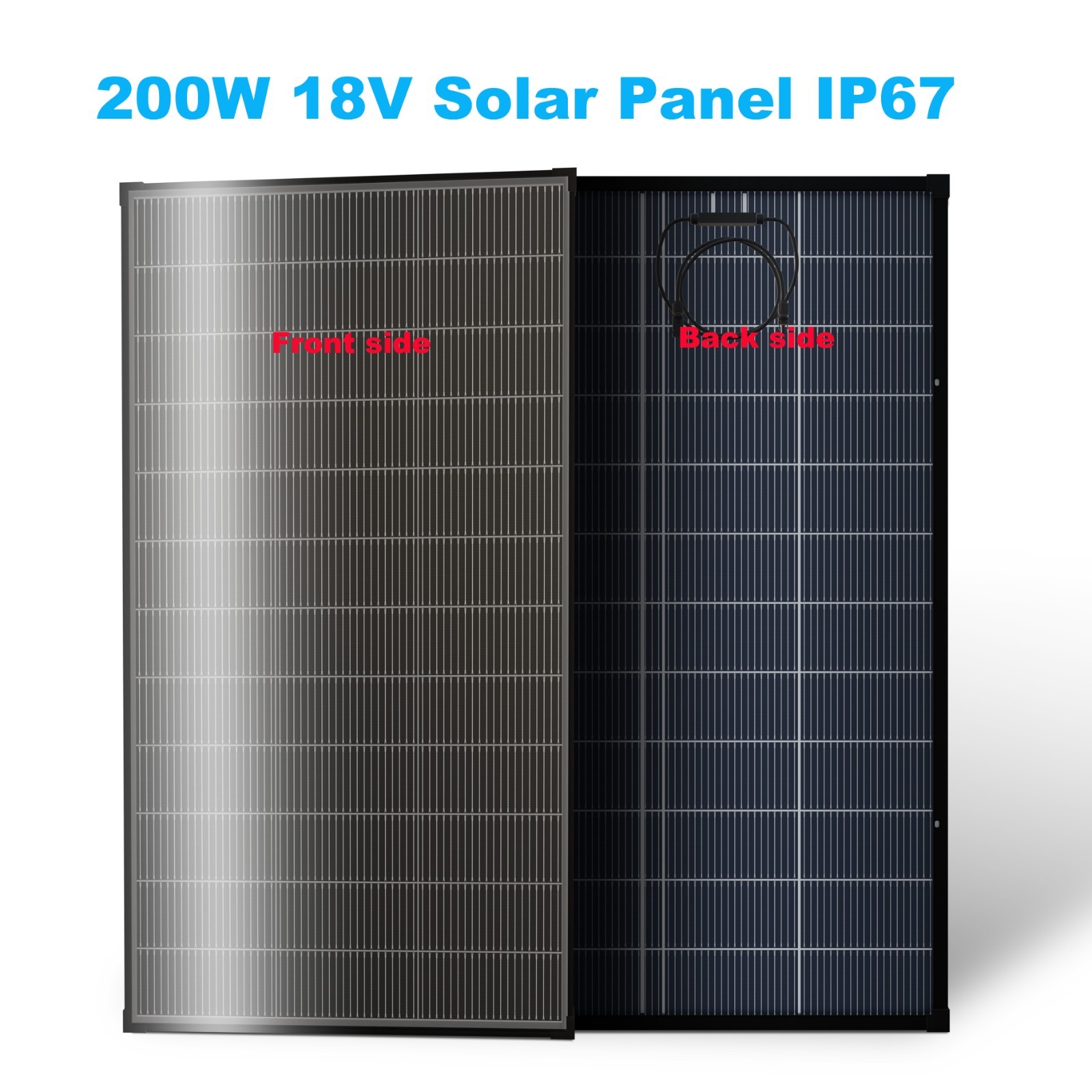 200W 18V Bifacial Solar Panel Waterproof IP67 Monocrystalline Solar Cells Power