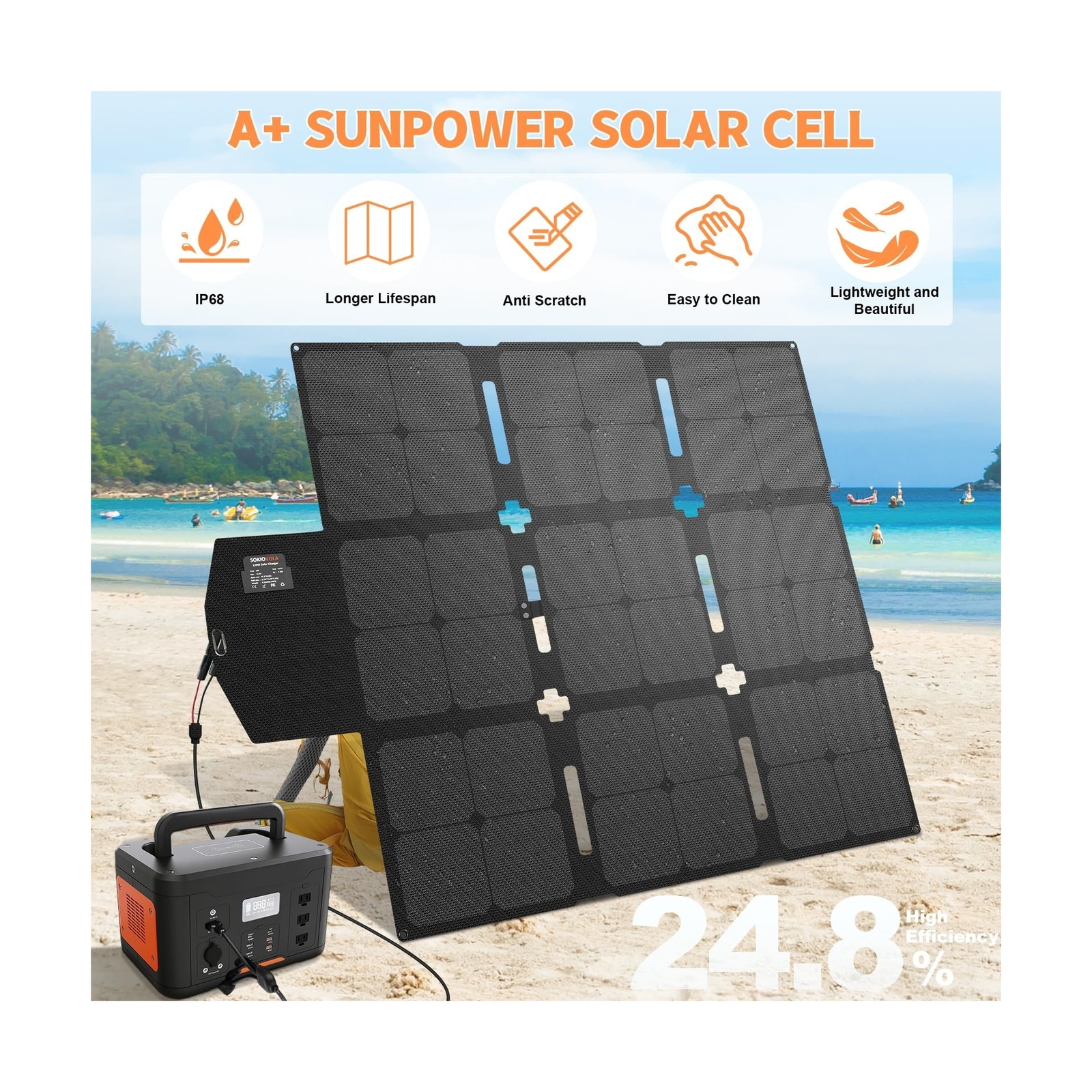 120W Portable Solar Panel with MC-4 Connector Foldable Solar Panel for Campin…